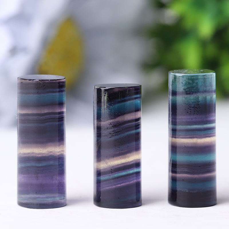 1.2" Rainbow Fluorite Cylinder Crystal Point for Energy Balance