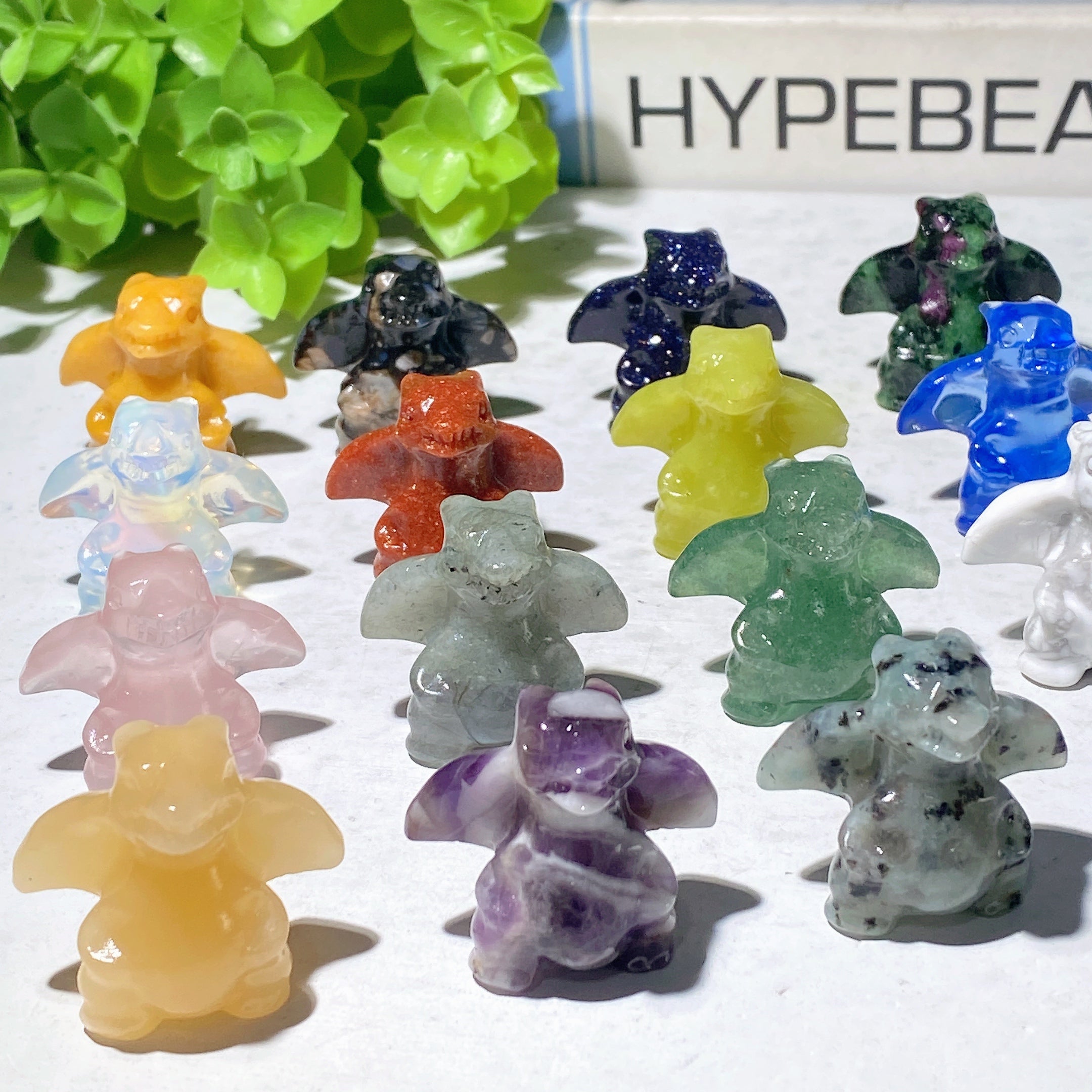 1.2in Mixed Crystal Dragon Carvings Figurines for Healing