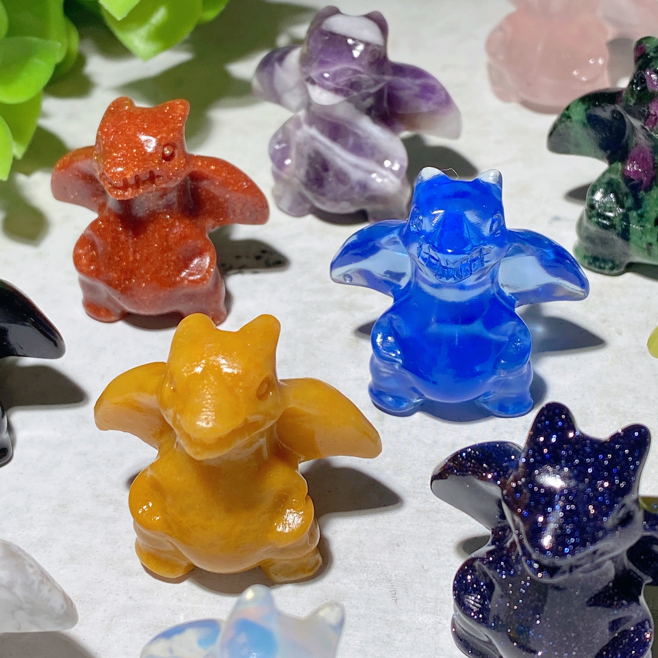 1.2in Mixed Crystal Dragon Carvings Figurines for Healing