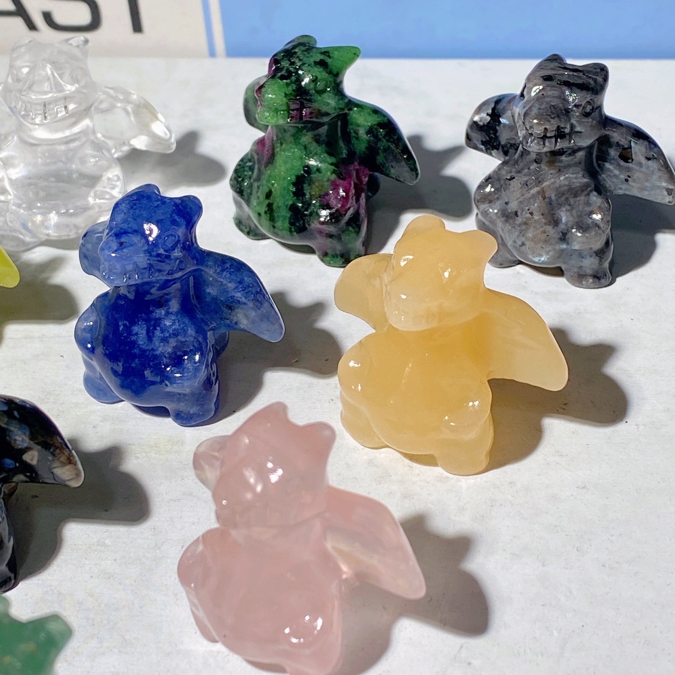 1.2in Mixed Crystal Dragon Carvings Figurines for Healing