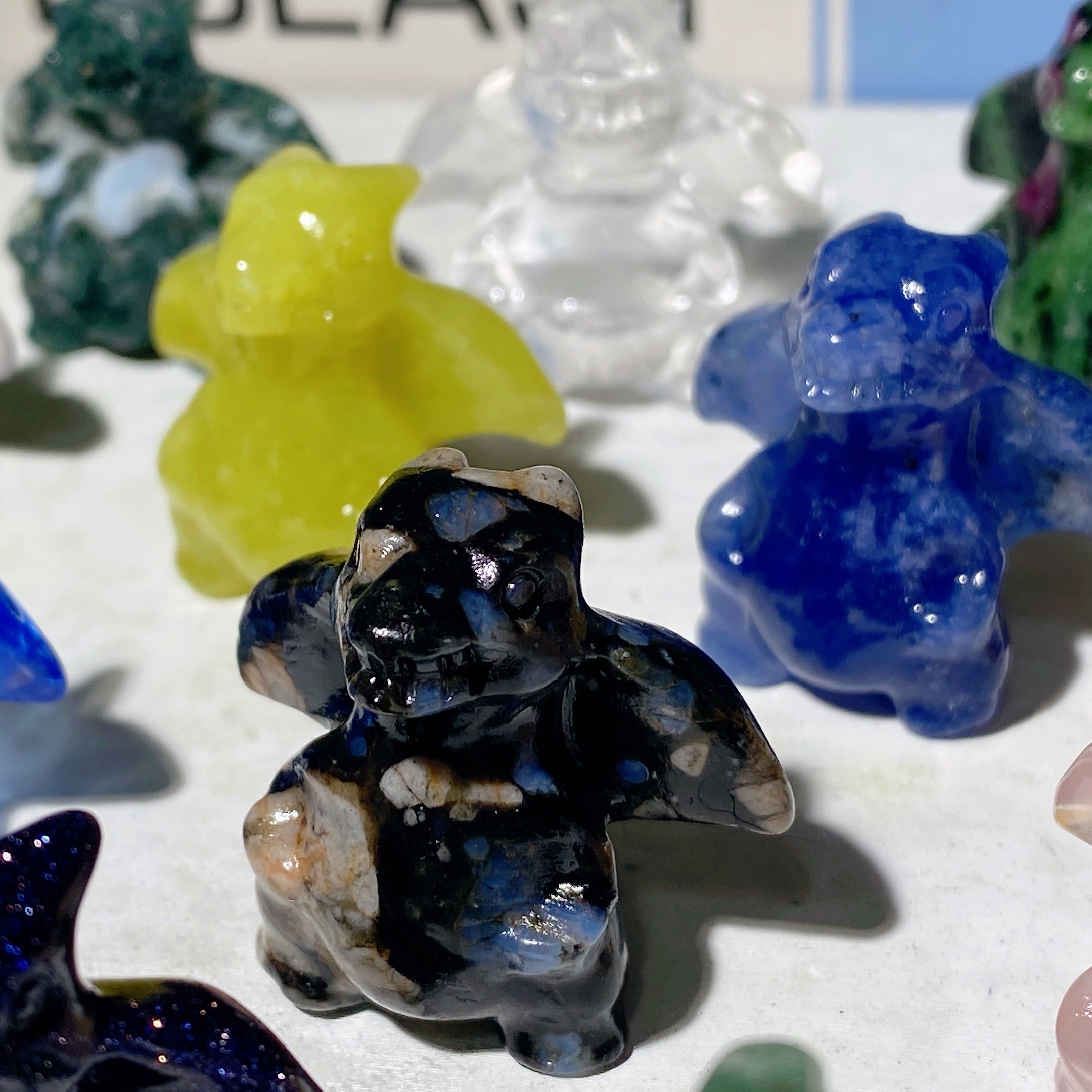 1.2in Mixed Crystal Dragon Carvings Figurines for Healing