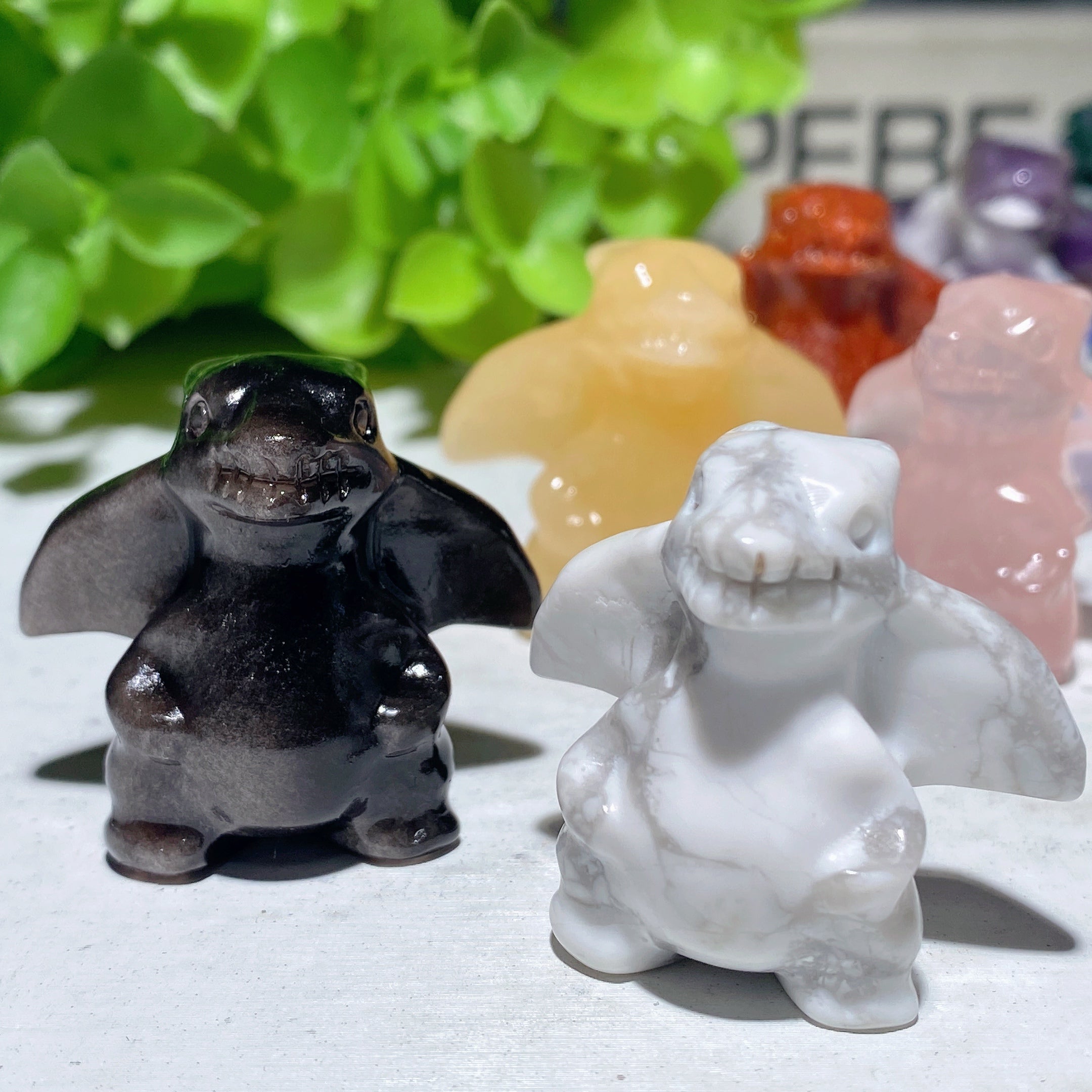 1.2in Mixed Crystal Dragon Carvings Figurines for Healing