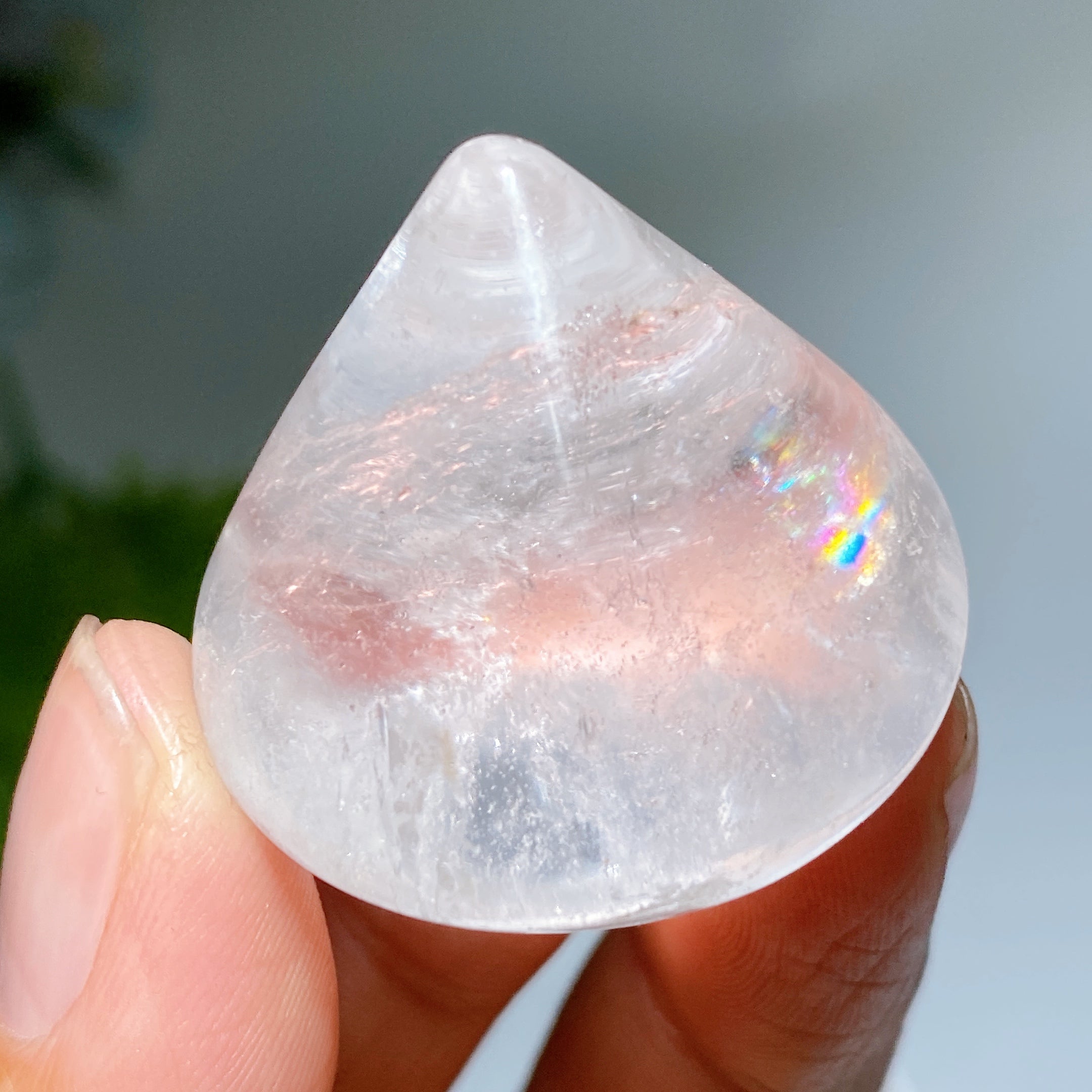 1.3-inch Clear Quartz Water Drop Crystal Figurine for Healing