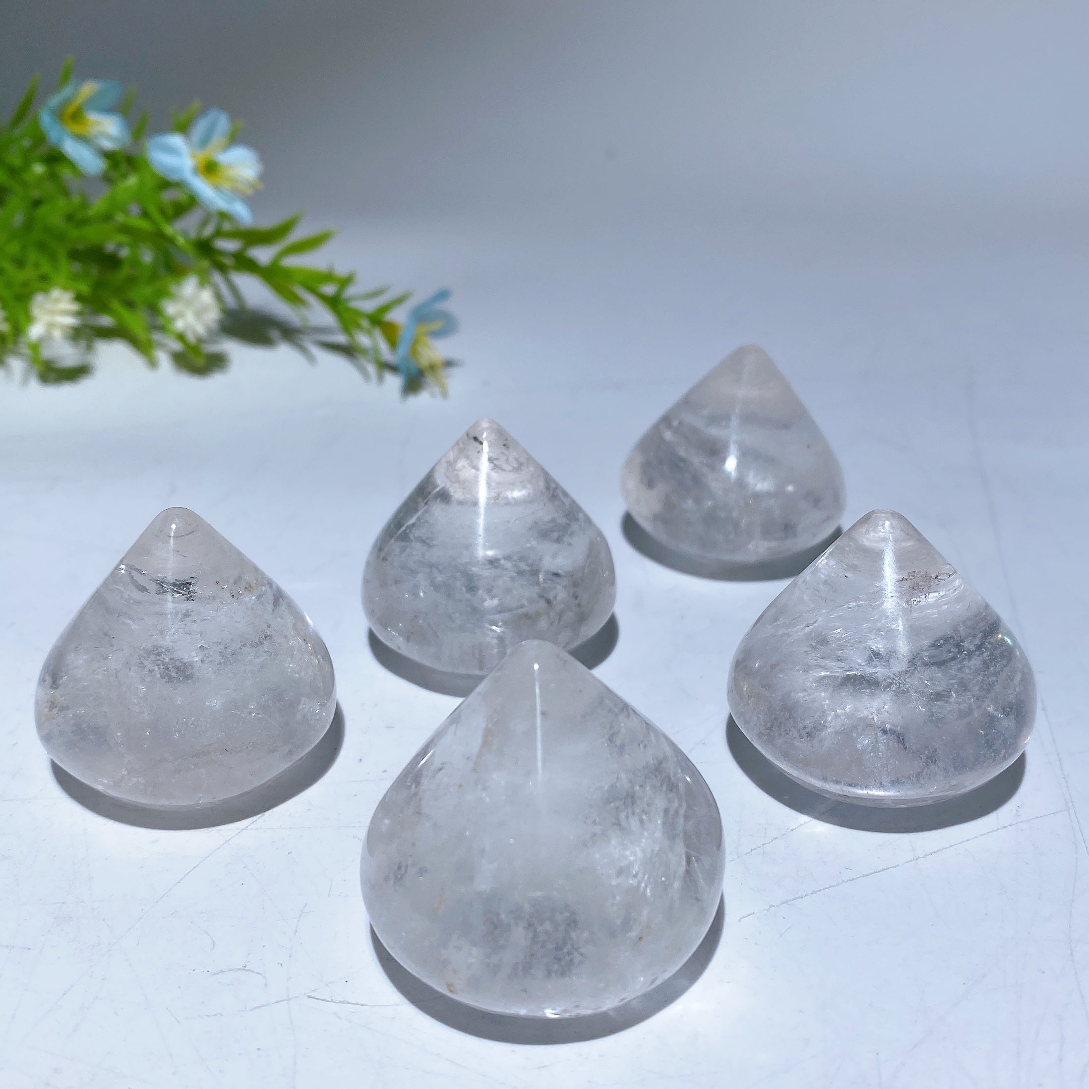 1.3-inch Clear Quartz Water Drop Crystal Figurine for Healing