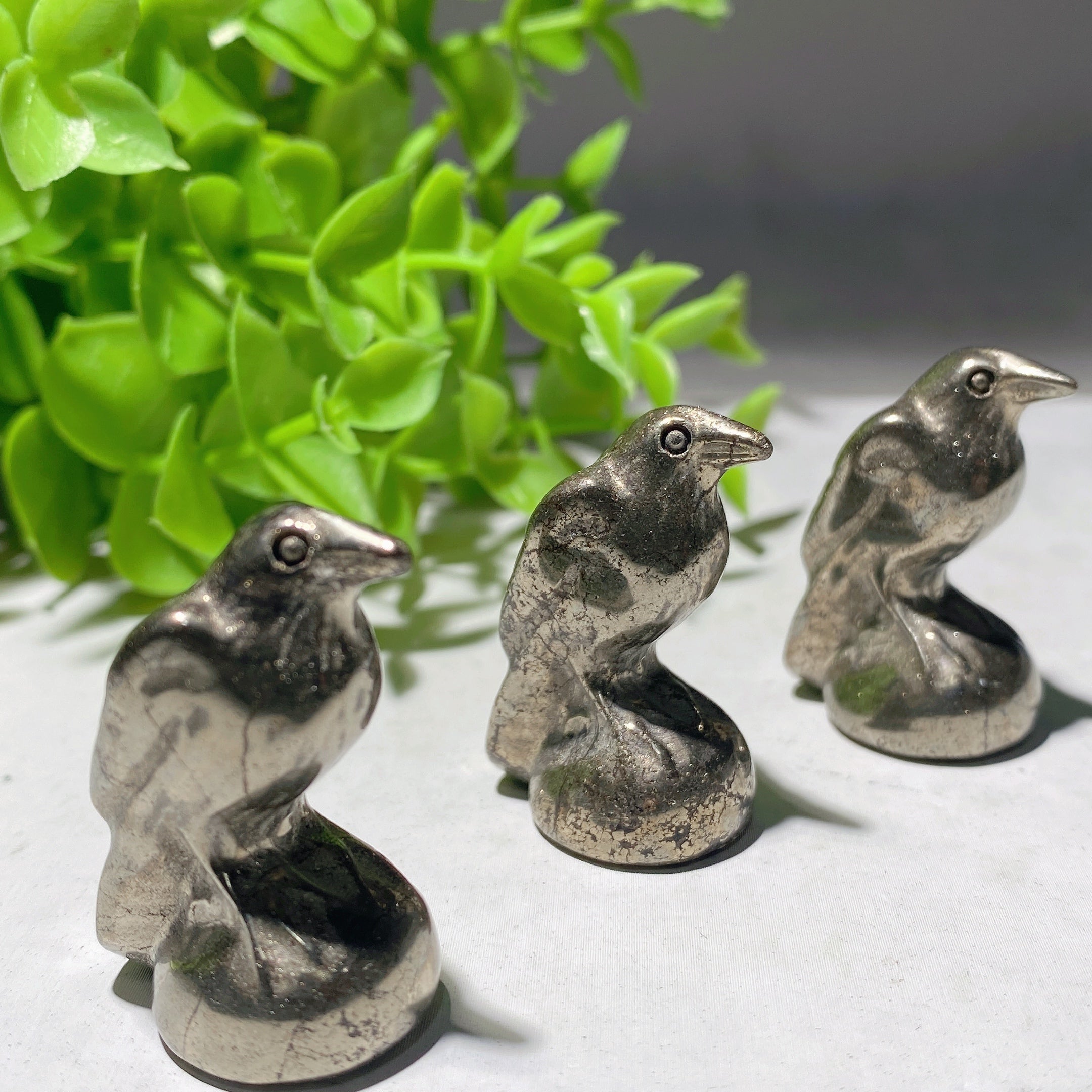 1.3 inch Pyrite Crow Crystal Carving for Healing Energy