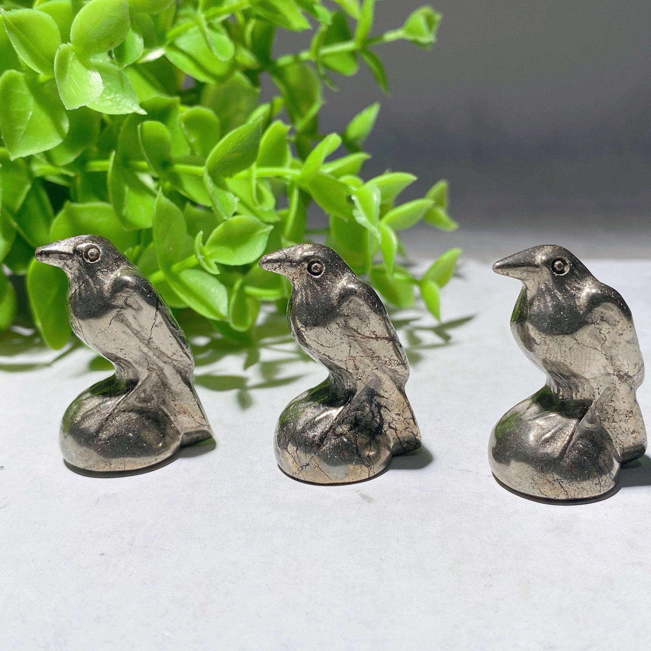1.3 inch Pyrite Crow Crystal Carving for Healing Energy
