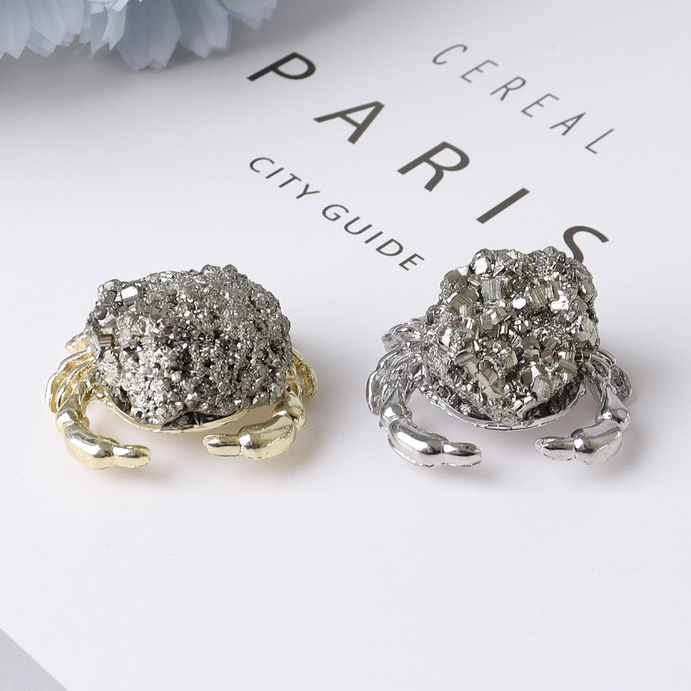 1.3 Inch Pyrite Crystal Animal Mini Crab Figurine