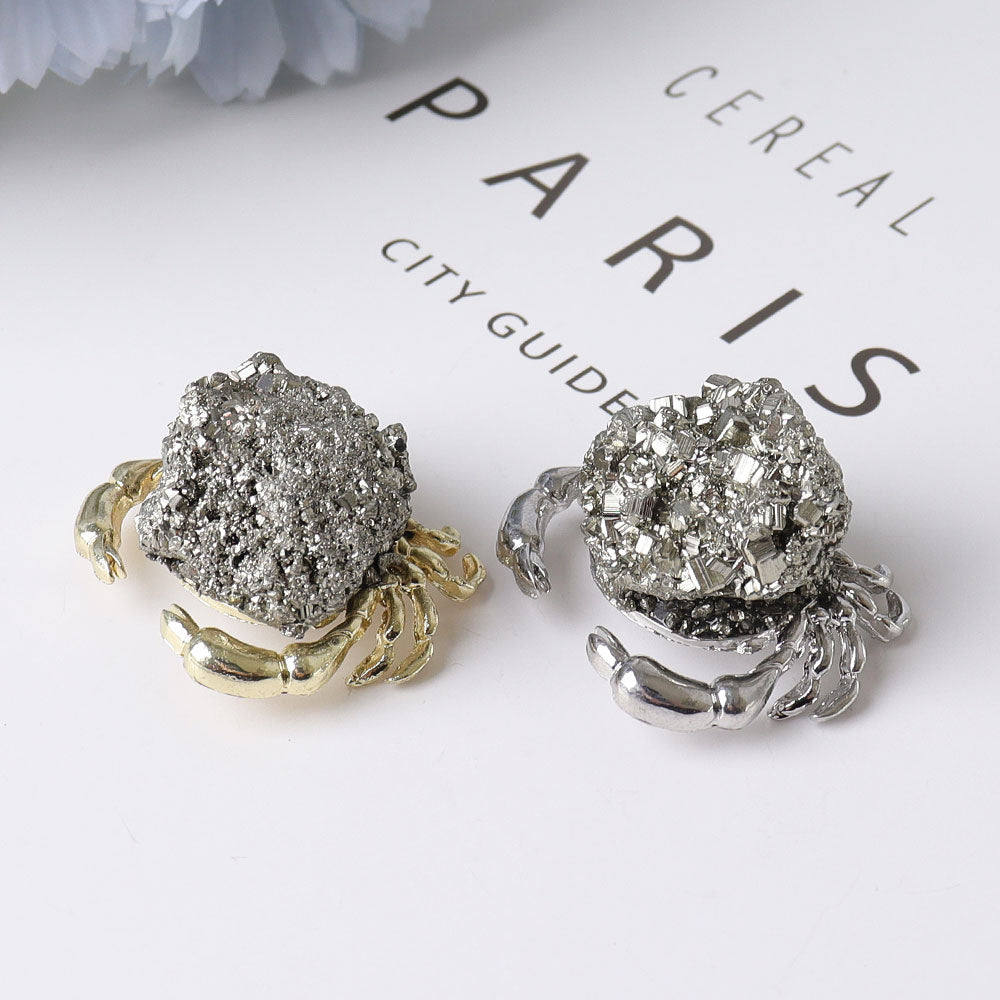 1.3 Inch Pyrite Crystal Animal Mini Crab Figurine