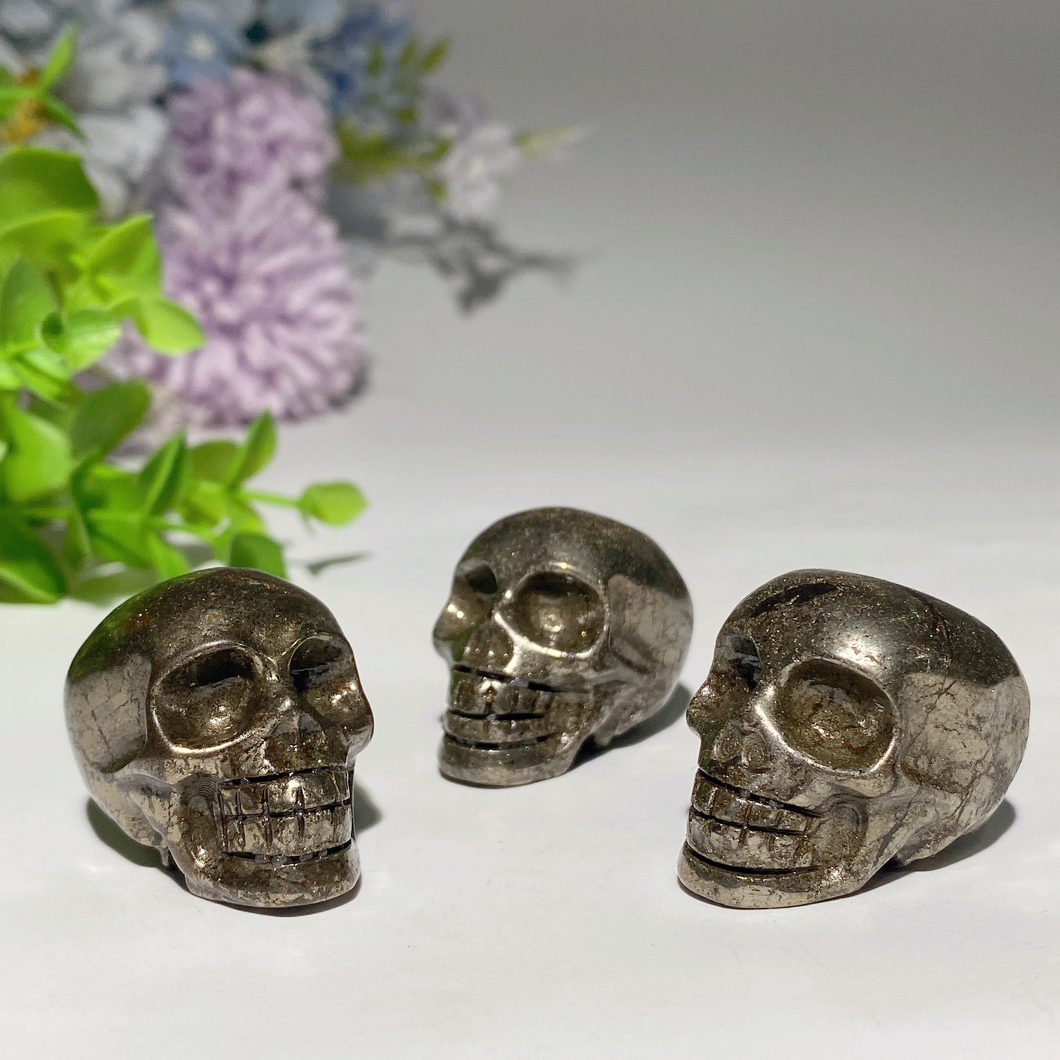 1.3 inch Pyrite Crystal Skull Carving for Healing
