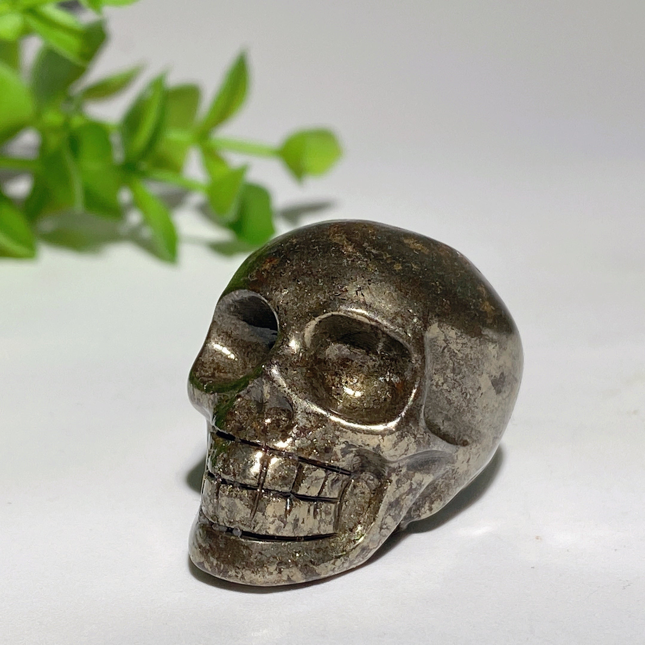 1.3 inch Pyrite Crystal Skull Carving for Healing