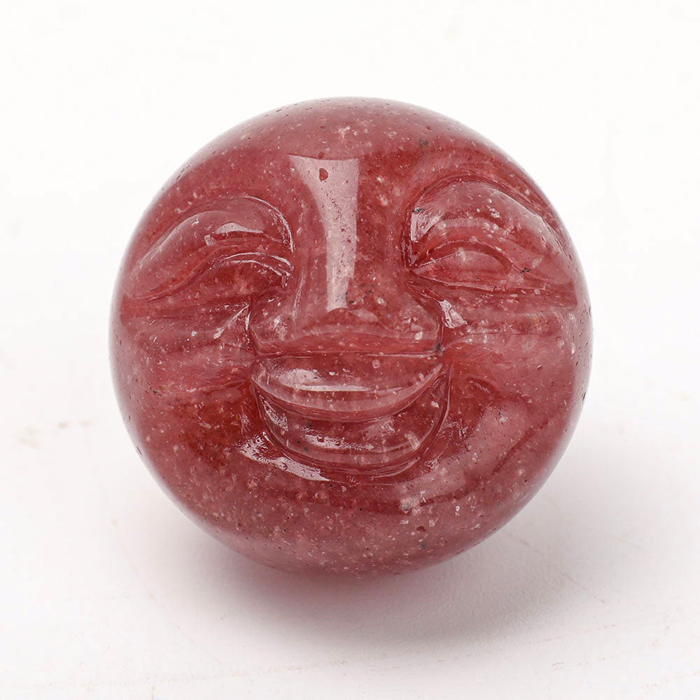 1.3 inch Rose Quartz & Strawberry Quartz Smiling Carving Sphere