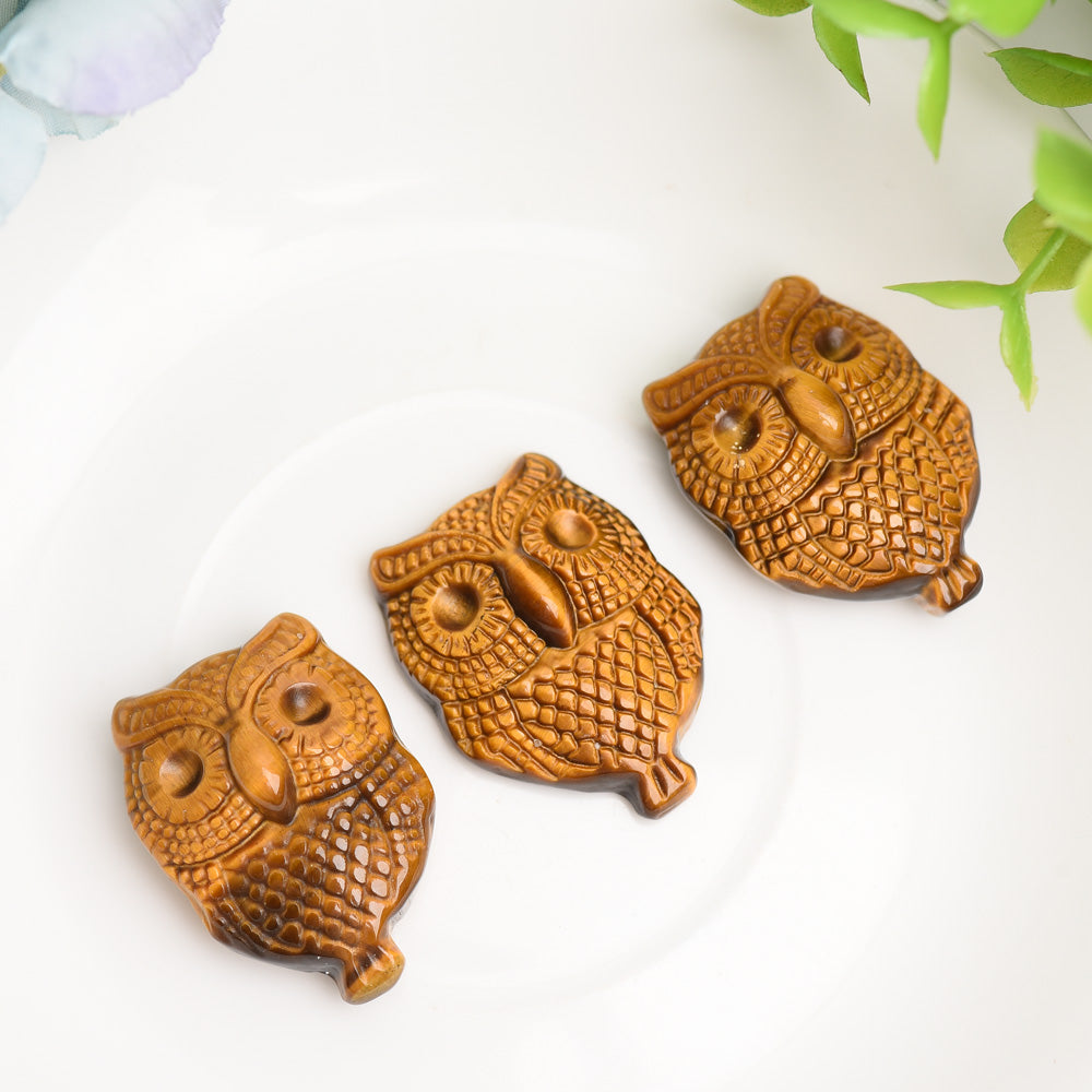 1.3-inch Yellow Tiger Eye Decorative Owl Crystal Carving