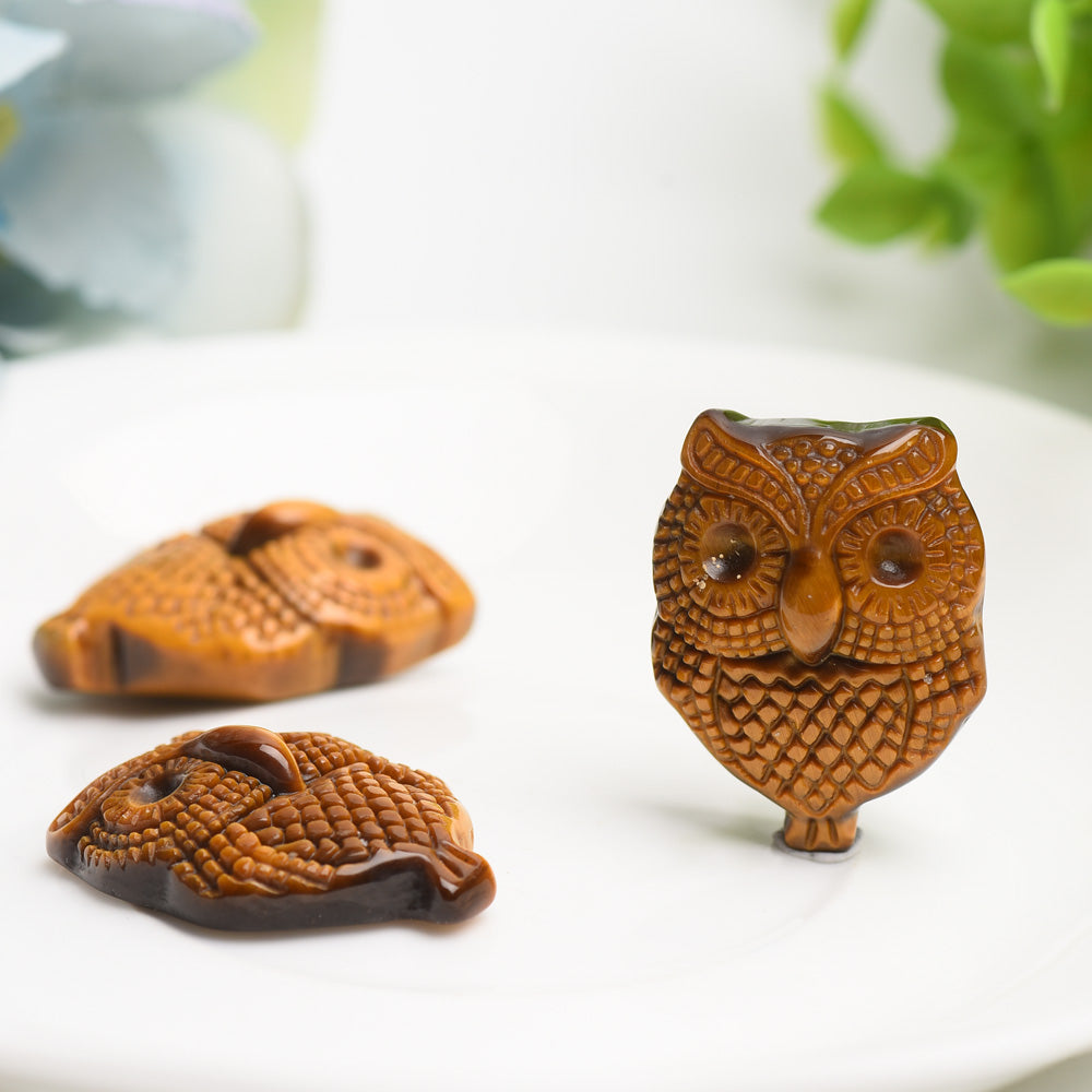 1.3-inch Yellow Tiger Eye Decorative Owl Crystal Carving