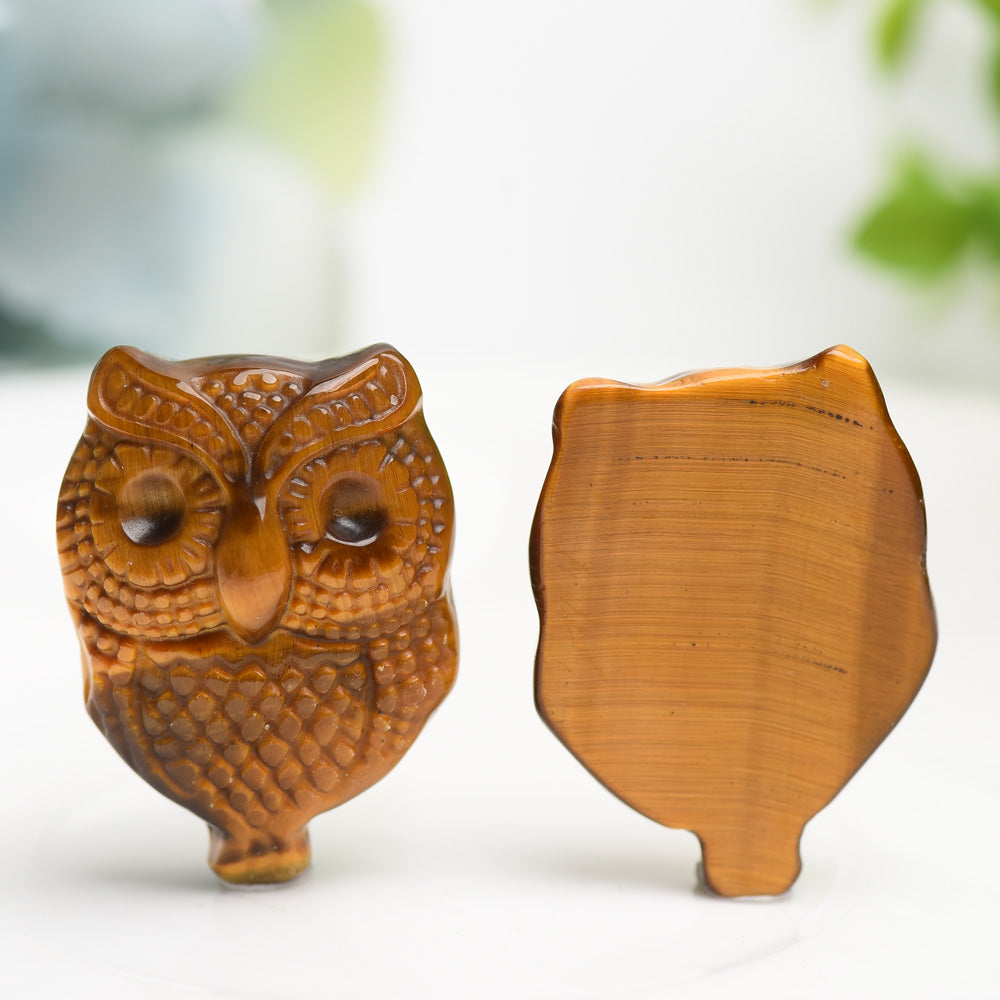 1.3-inch Yellow Tiger Eye Decorative Owl Crystal Carving