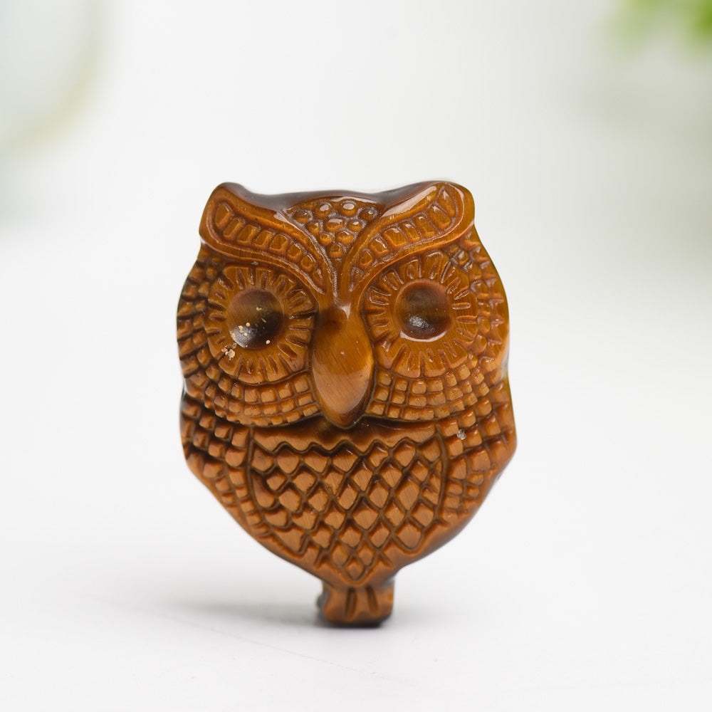 1.3-inch Yellow Tiger Eye Decorative Owl Crystal Carving