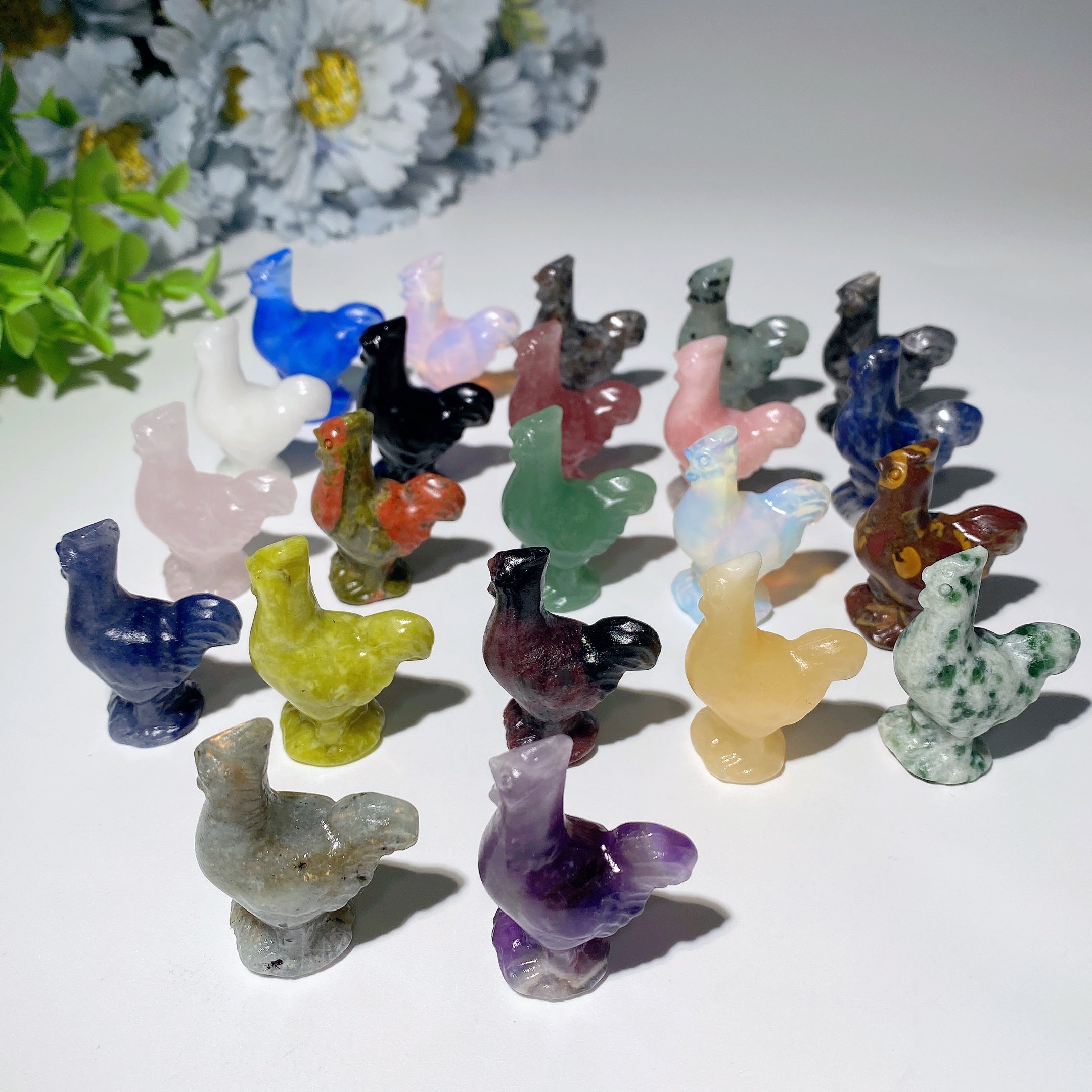 1.3" Mixed Crystal Rooster Carvings - Healing Crystal Figurines