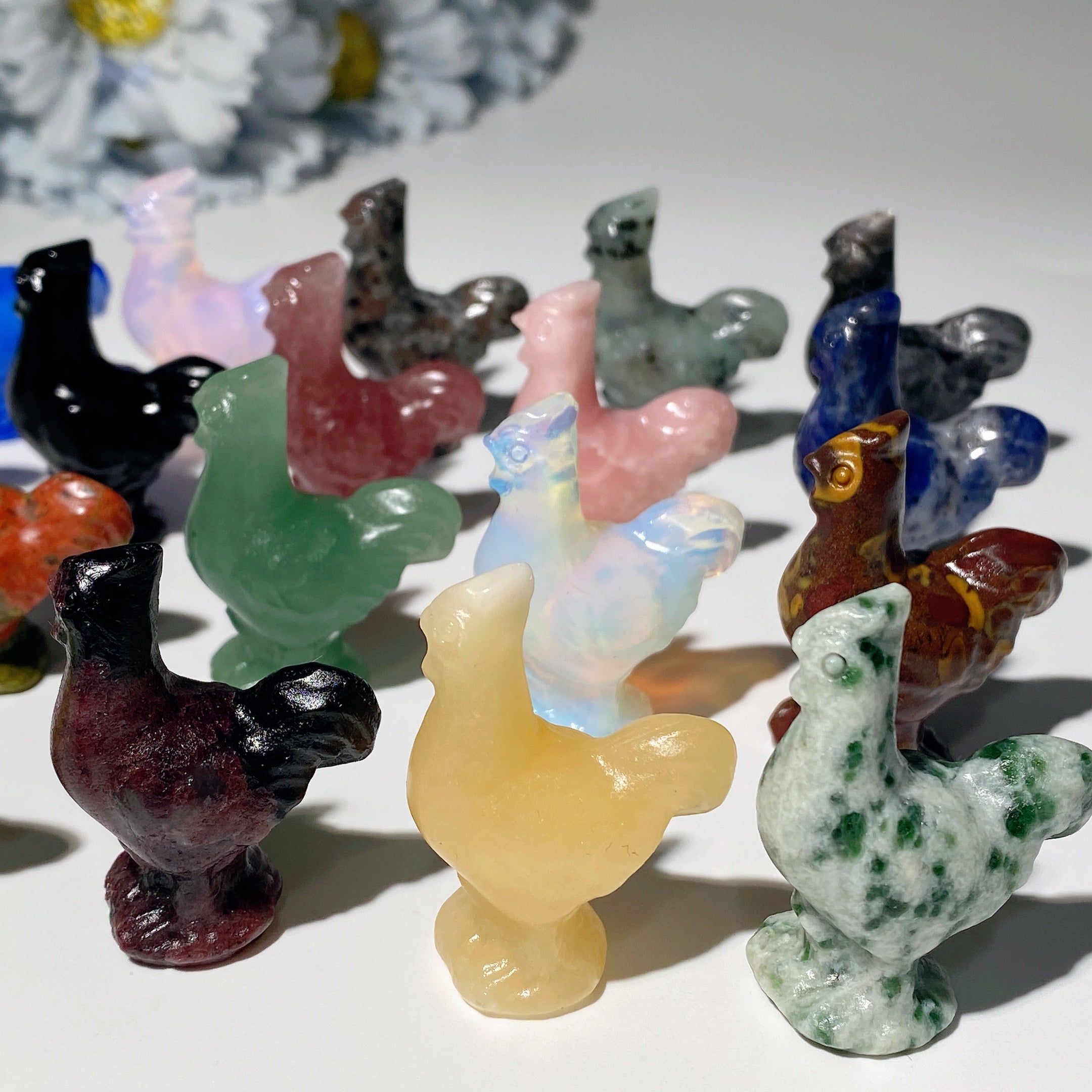 1.3" Mixed Crystal Rooster Carvings - Healing Crystal Figurines