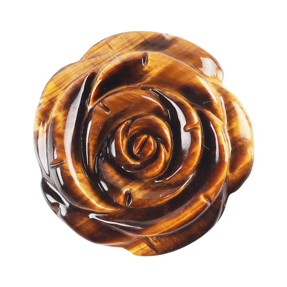 1.31 inch Hand Carved Crystal Flower Figurine - Healing Gemstone Rose