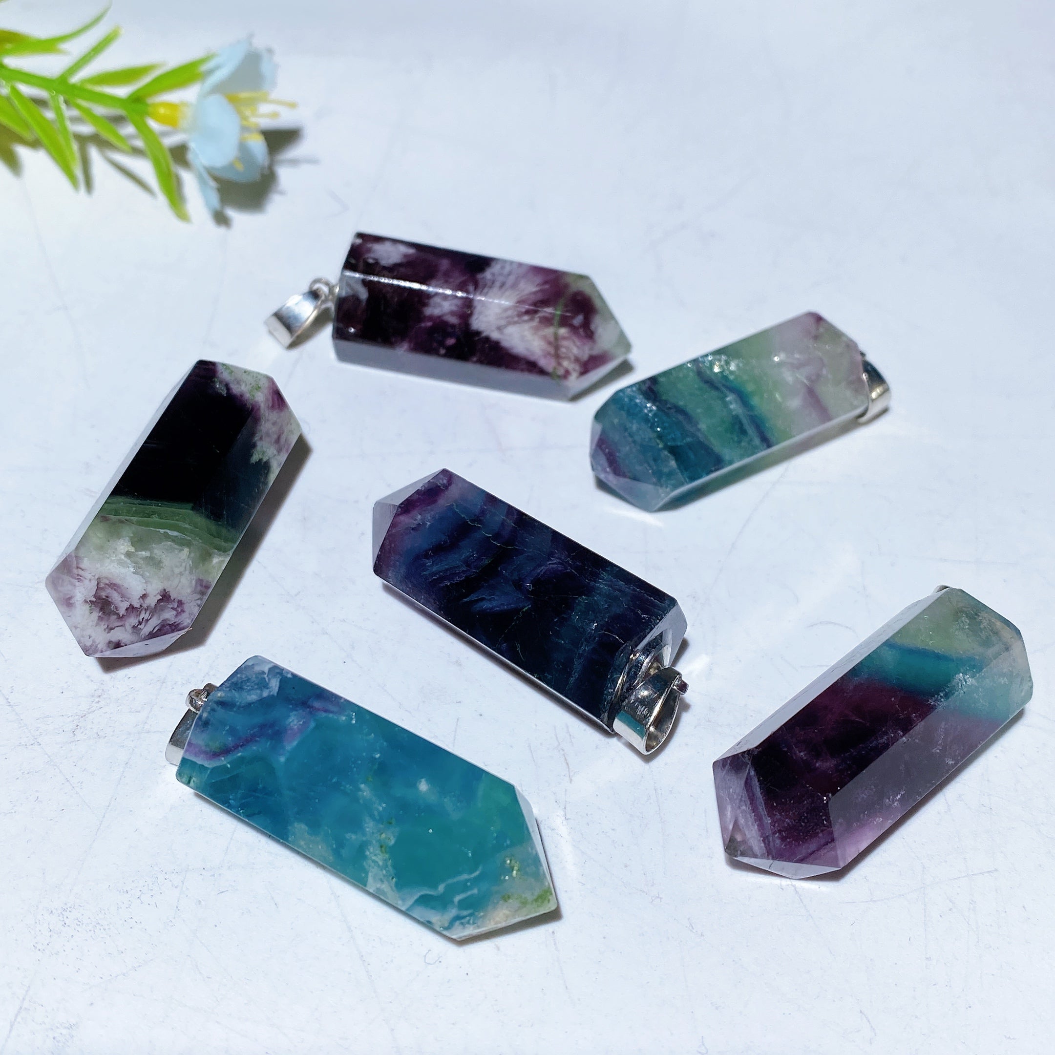 1.4-inch Fluorite Point Healing Crystal Pendant