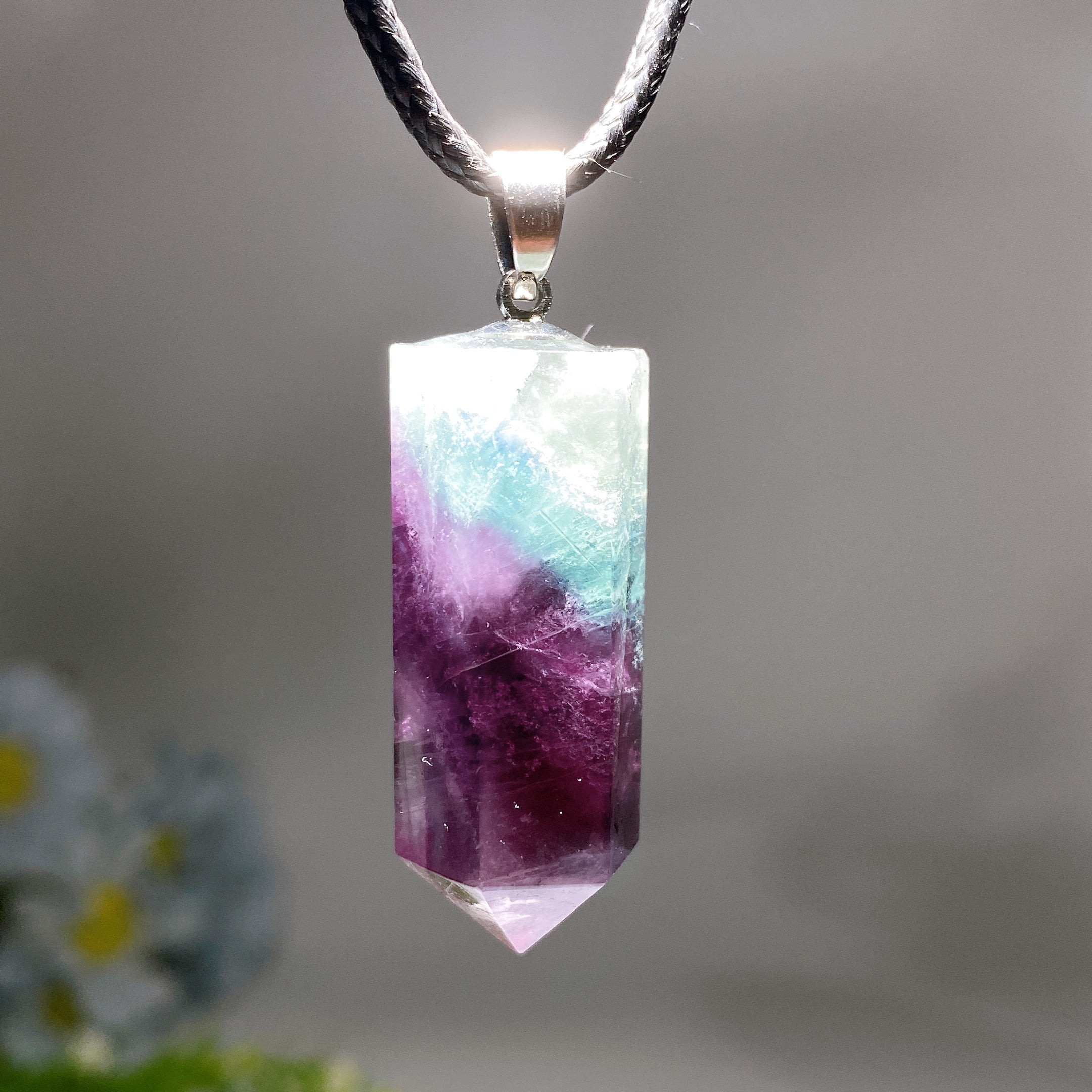 1.4-inch Fluorite Point Healing Crystal Pendant