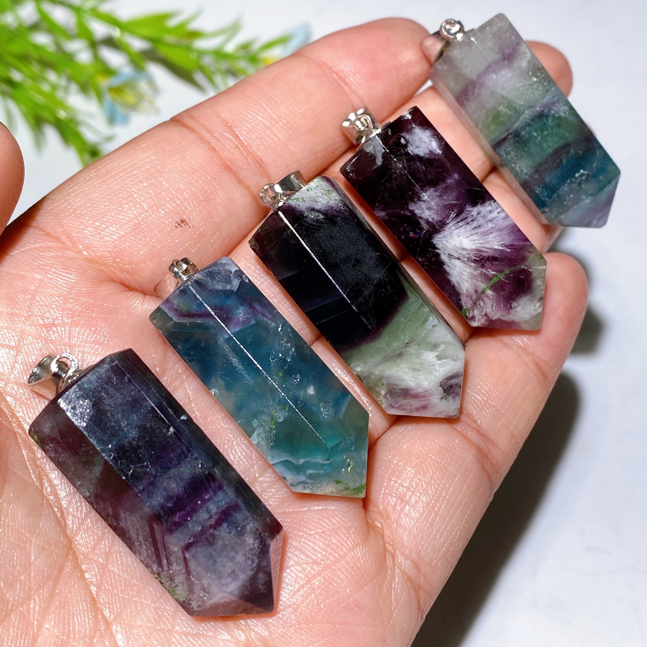 1.4-inch Fluorite Point Healing Crystal Pendant