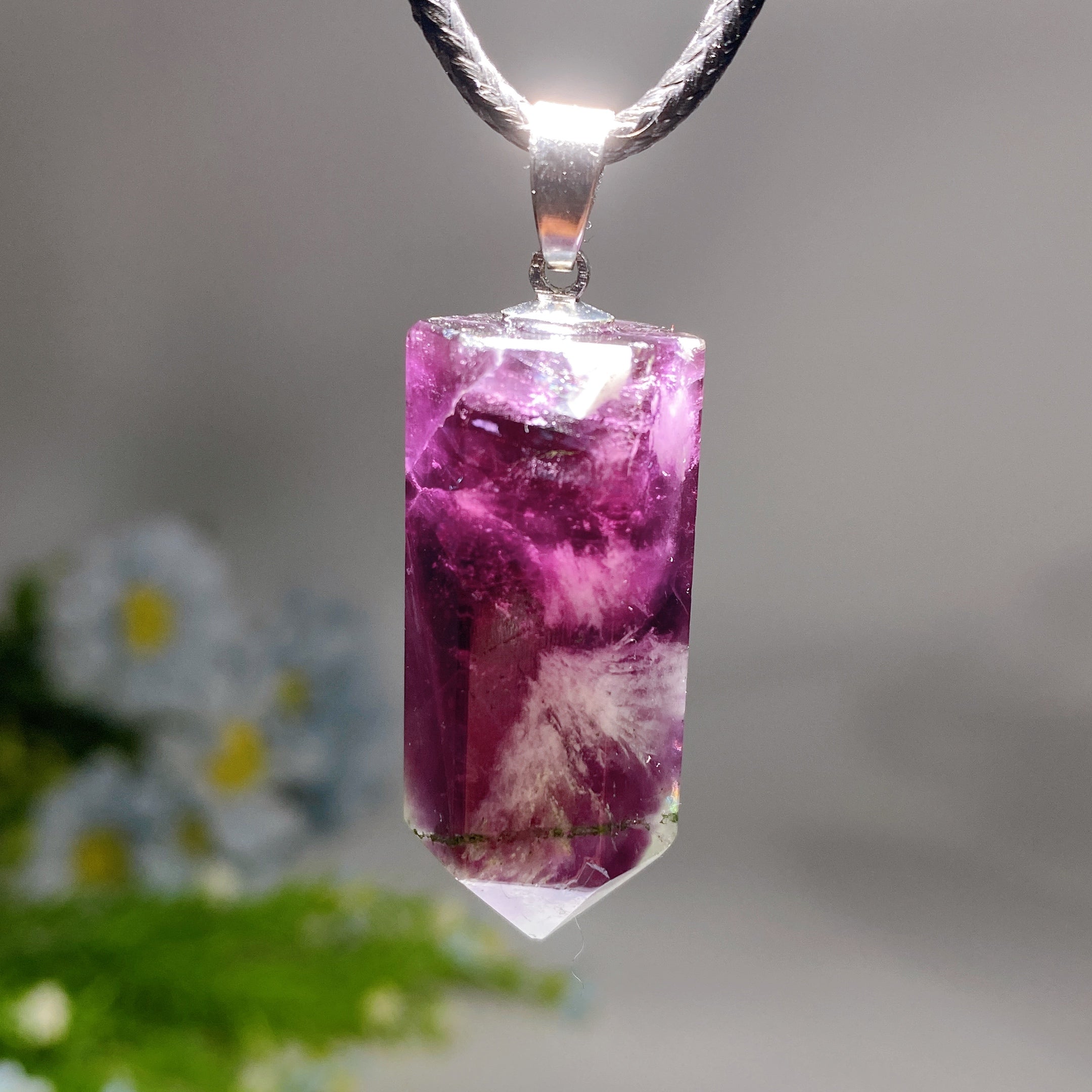 1.4-inch Fluorite Point Healing Crystal Pendant