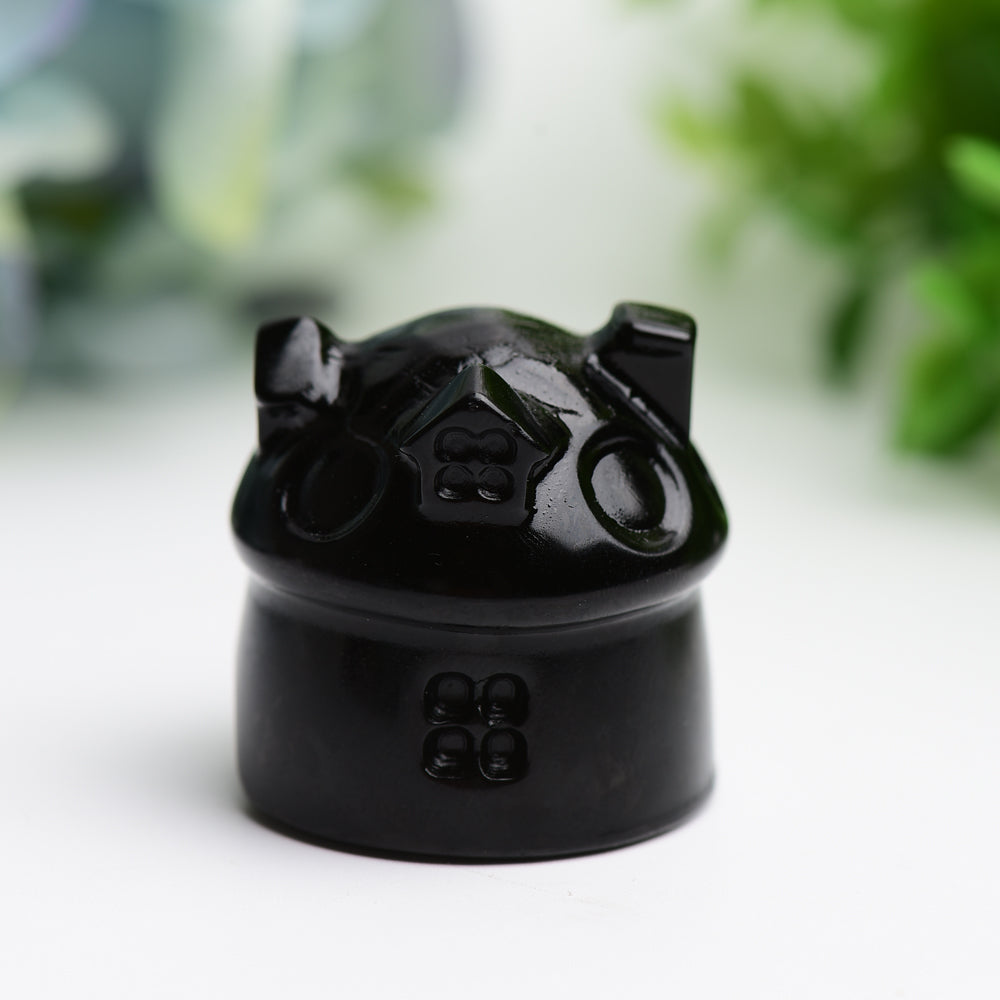 1.4-inch Mixed Crystal House Figurine Healing Carving