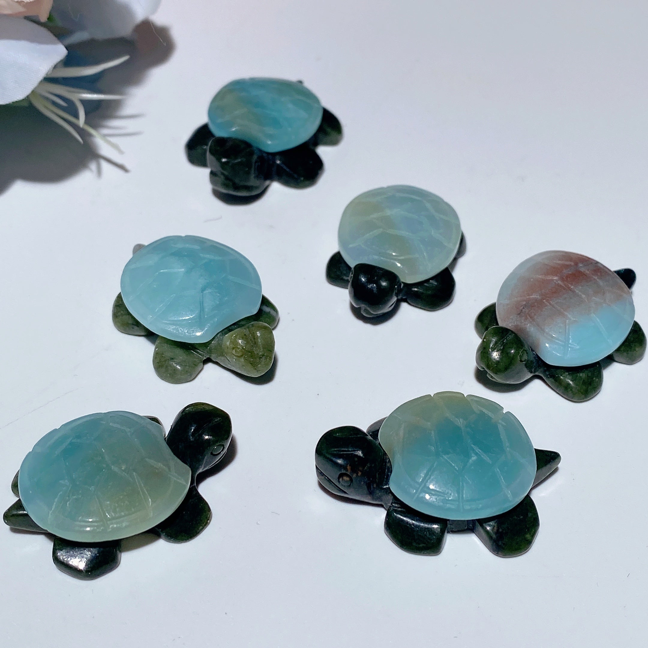 1.4-inch Serpentine Crystal Turtle Carving for Feng Shui