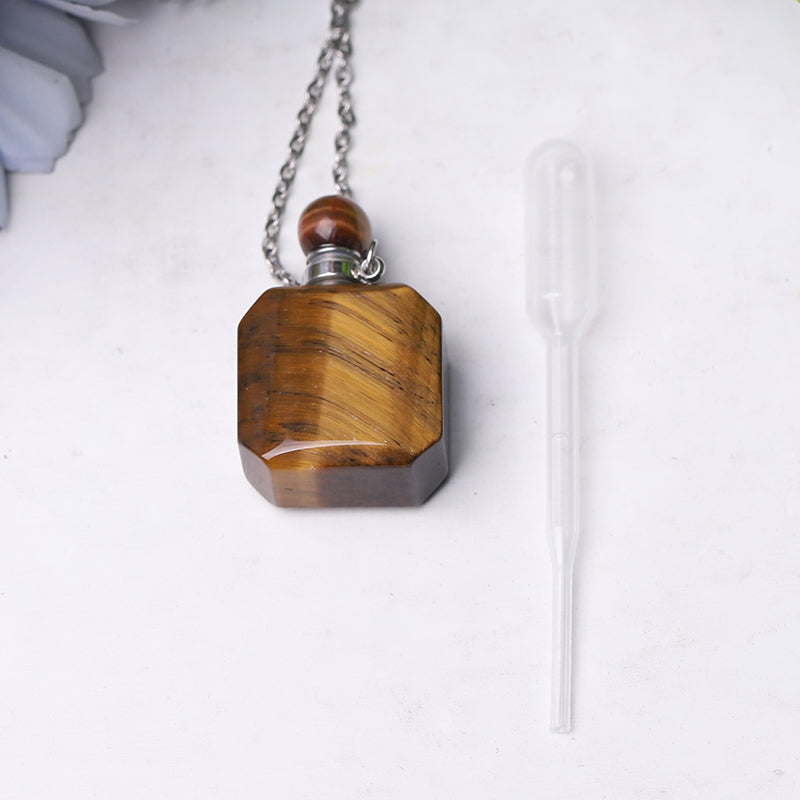 1.4 Inch Tiger Eye Necklace Empty Perfume Bottle Pendant
