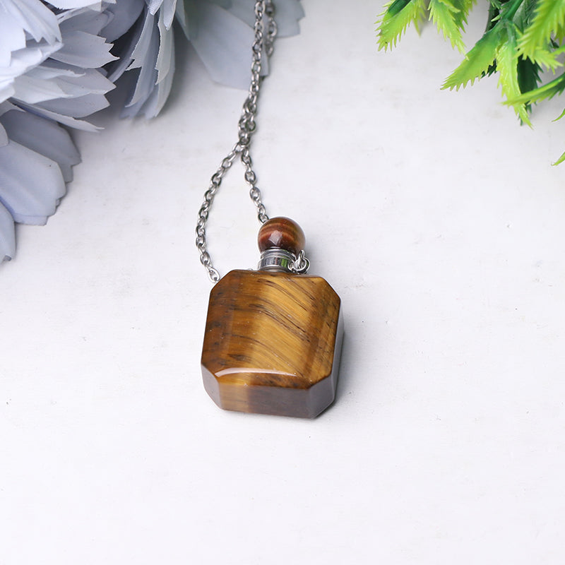 1.4 Inch Tiger Eye Necklace Empty Perfume Bottle Pendant