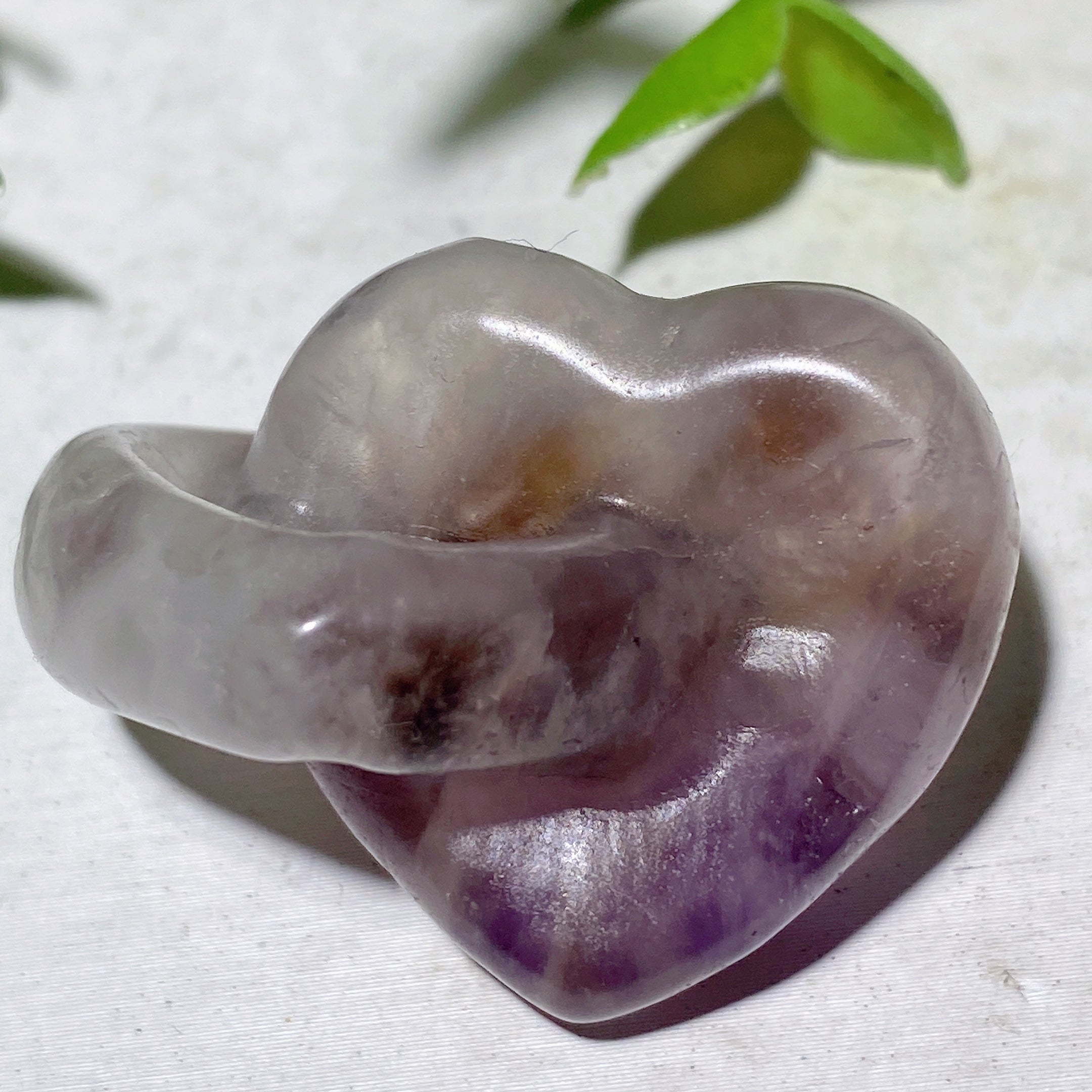 1.4" Mixed Crystal Double Heart Healing Carving