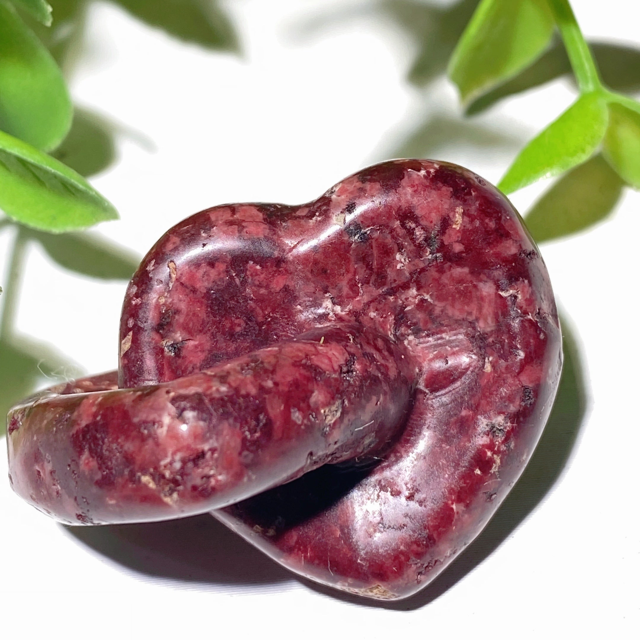 1.4" Mixed Crystal Double Heart Healing Carving