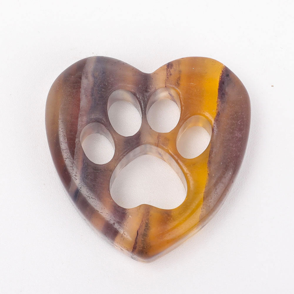 1.45 Inch Fluorite Heart Shape Crystal Carving
