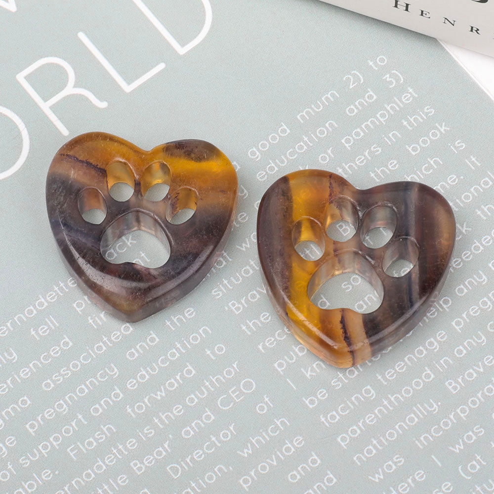 1.45 Inch Fluorite Heart Shape Crystal Carving