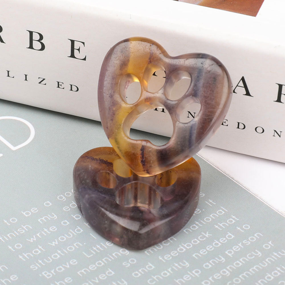 1.45 Inch Fluorite Heart Shape Crystal Carving