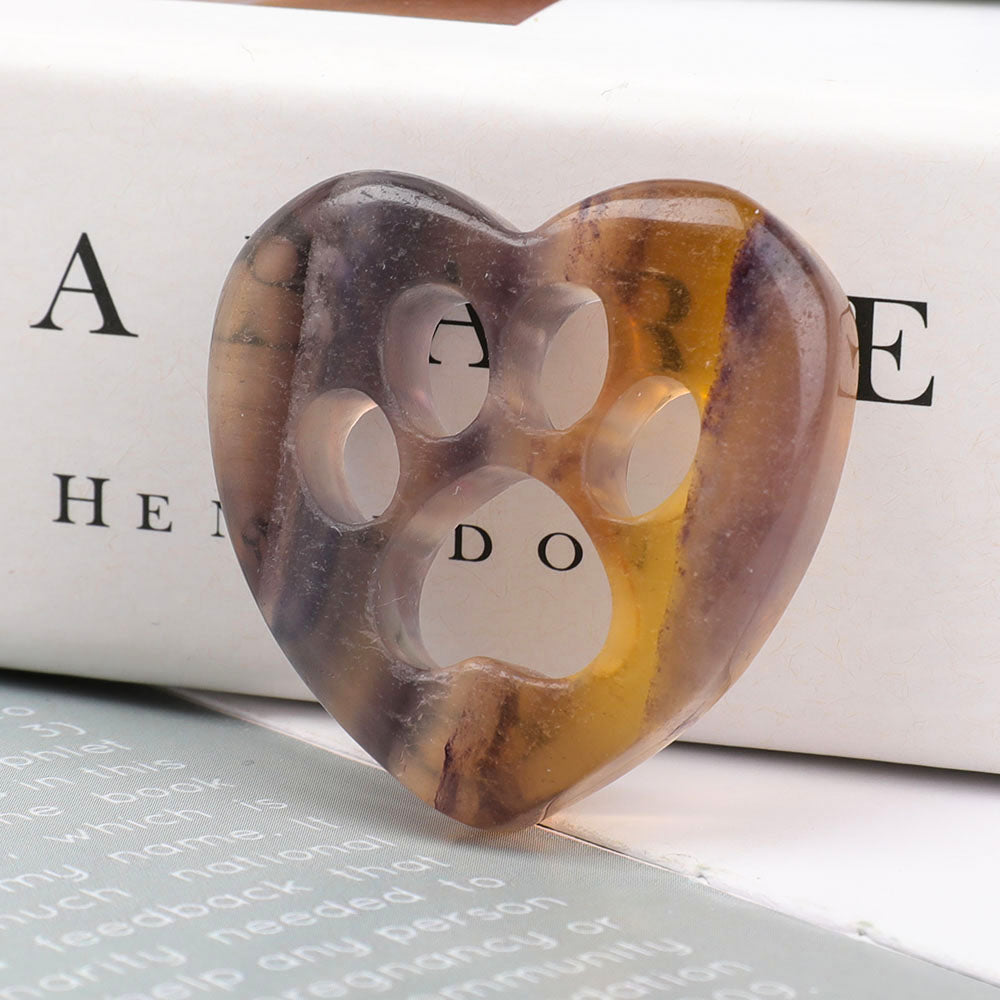 1.45 Inch Fluorite Heart Shape Crystal Carving