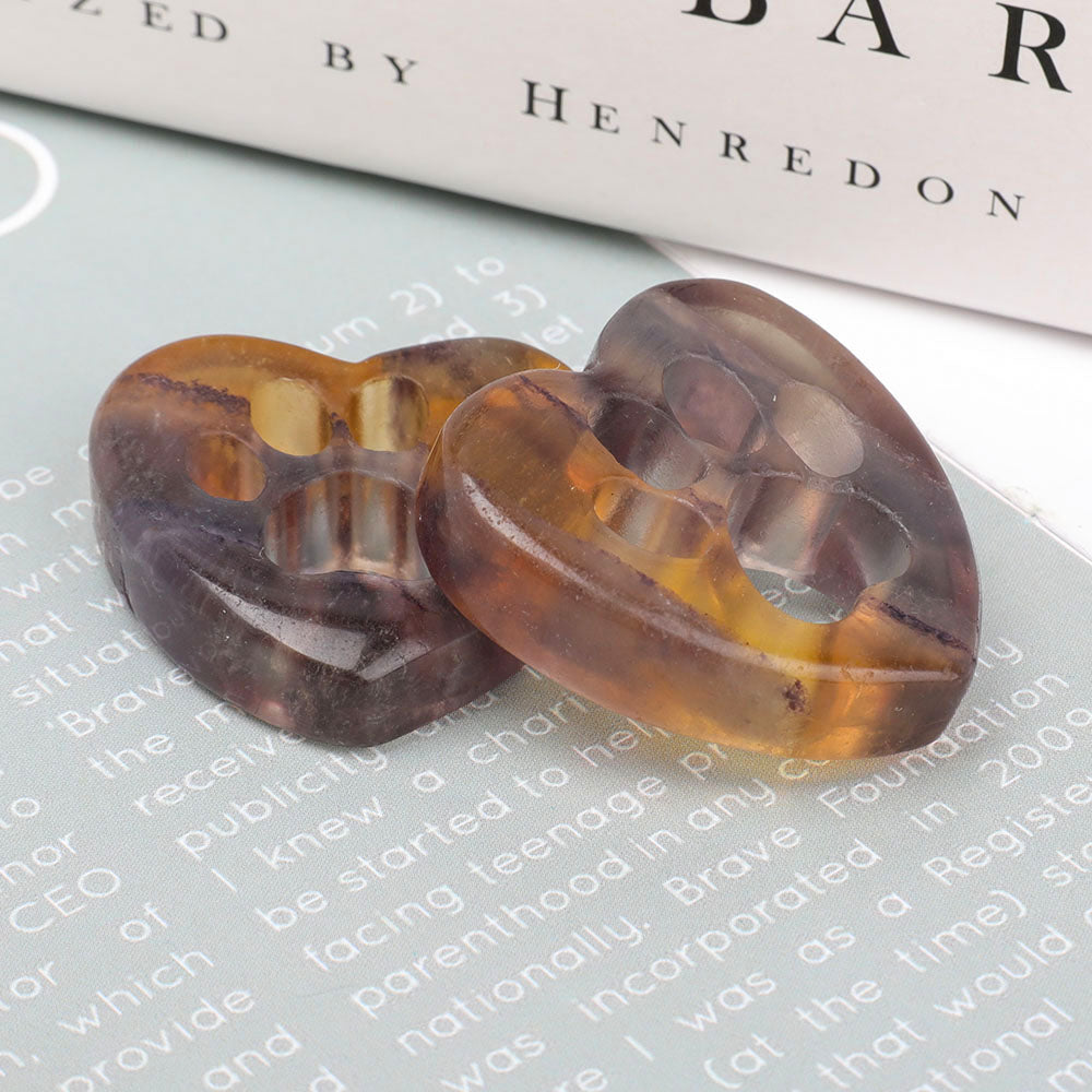 1.45 Inch Fluorite Heart Shape Crystal Carving