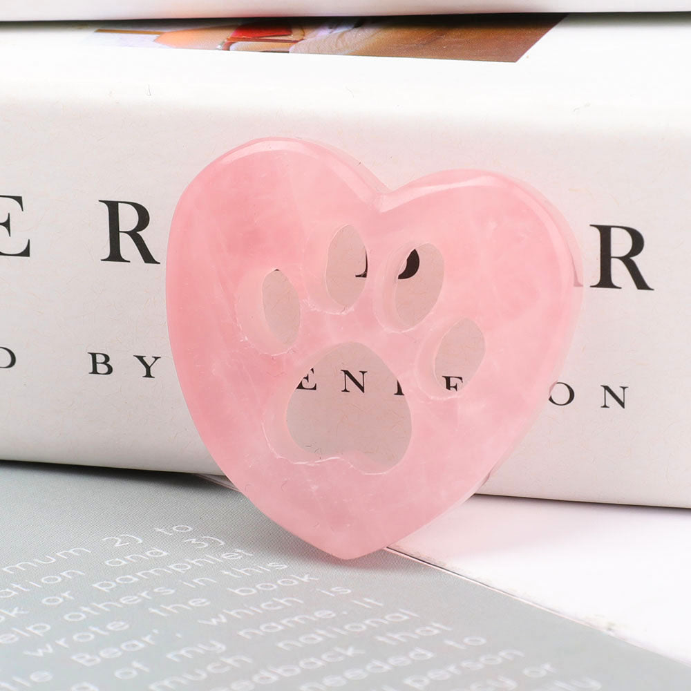 1.45-inch Rose Quartz Heart with Claw Carving for Healing