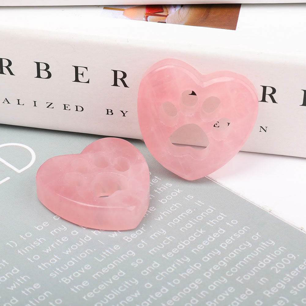 1.45-inch Rose Quartz Heart with Claw Carving for Healing