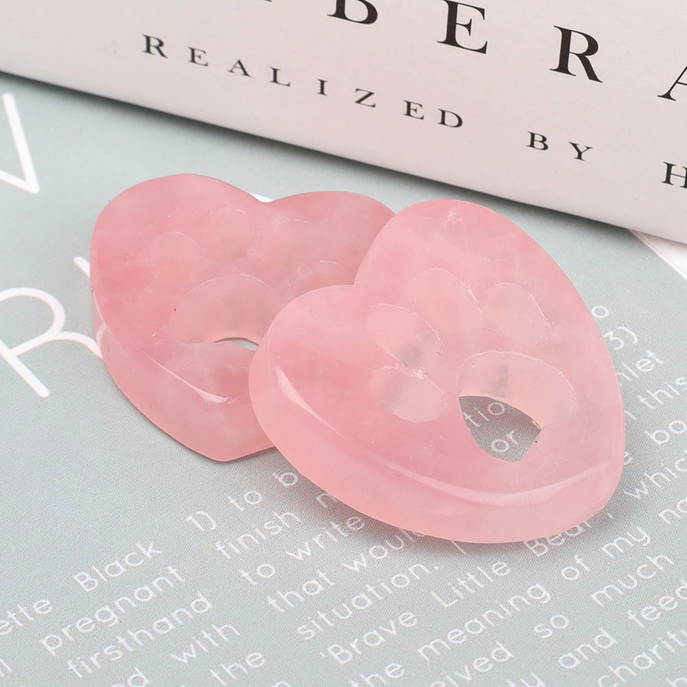 1.45-inch Rose Quartz Heart with Claw Carving for Healing