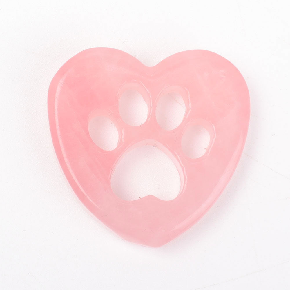 1.45-inch Rose Quartz Heart with Claw Carving for Healing