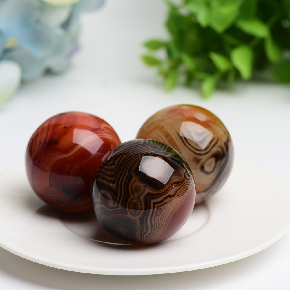 1.5-1.7" Black Sardonyx Crystal Spheres for Energy Healing