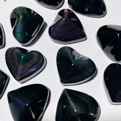 1.5-2 Inch Rainbow Obsidian Heart Crystal for Healing