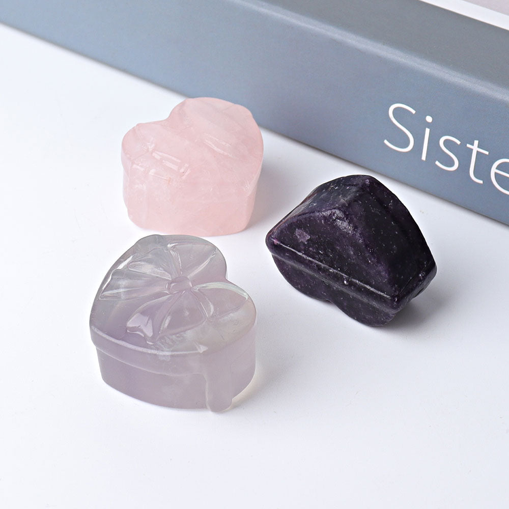 1.5" Heart Shaped Crystal Heart Carving for Healing