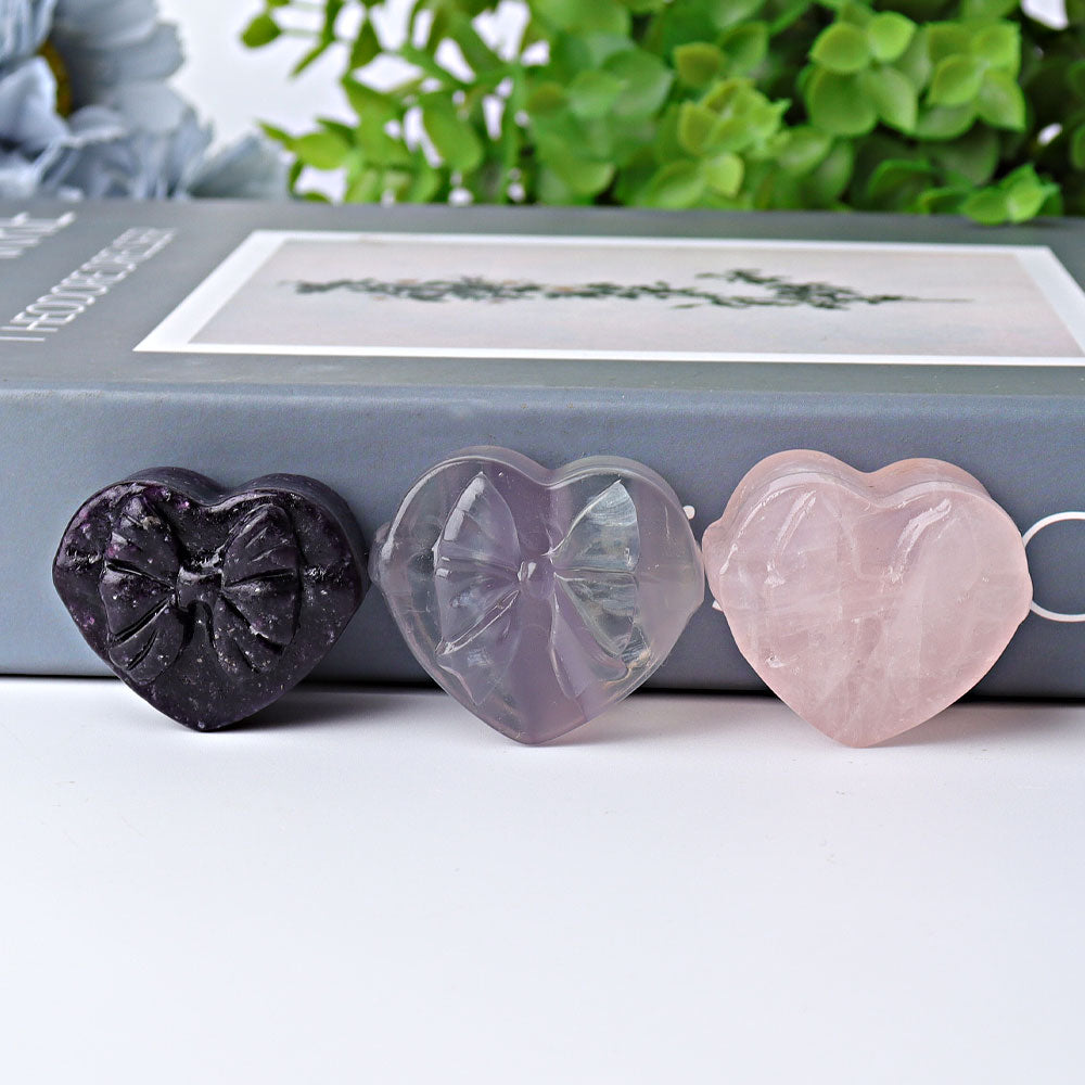 1.5" Heart Shaped Crystal Heart Carving for Healing