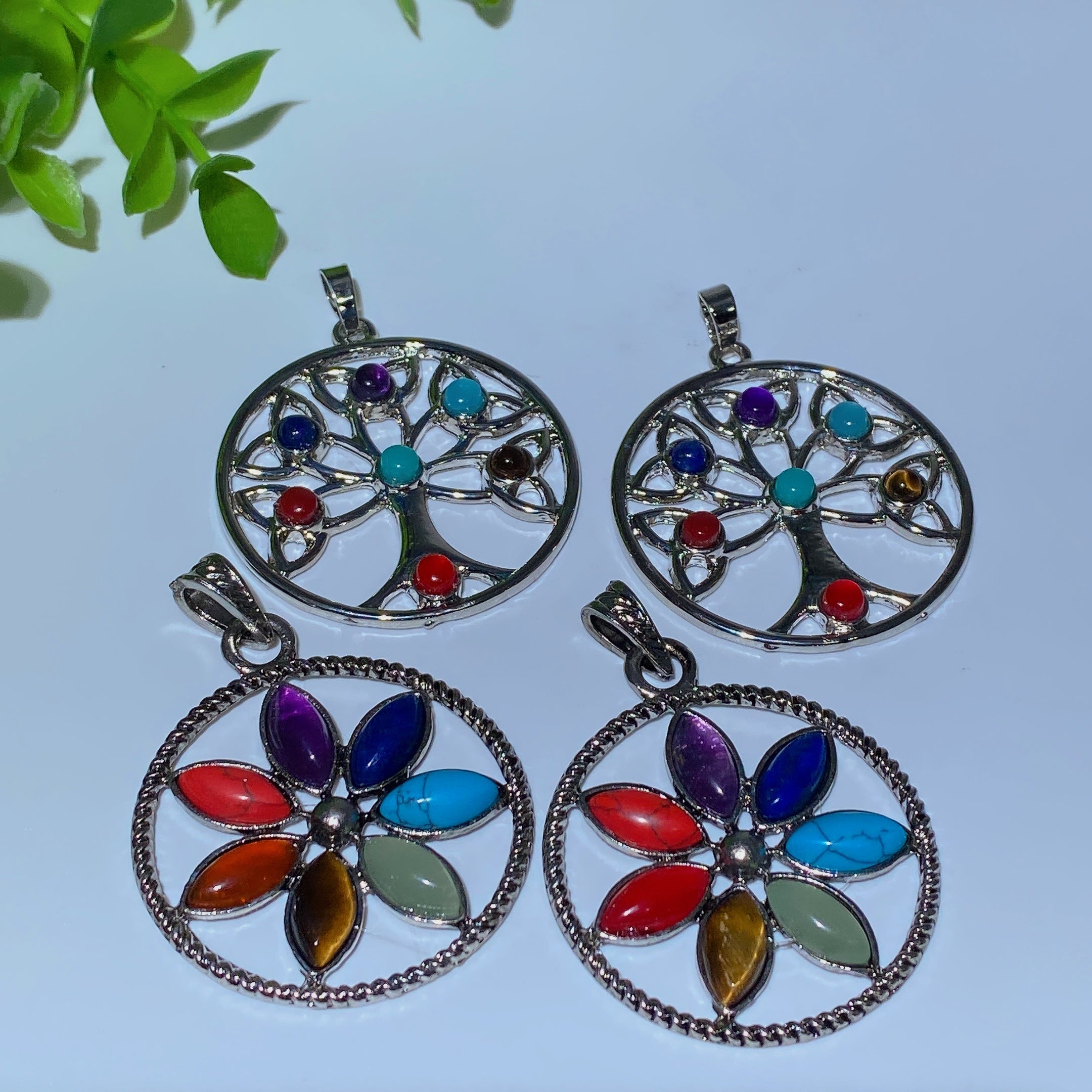 1.5 inch Chakra Tree of Life Pendant with Healing Crystals