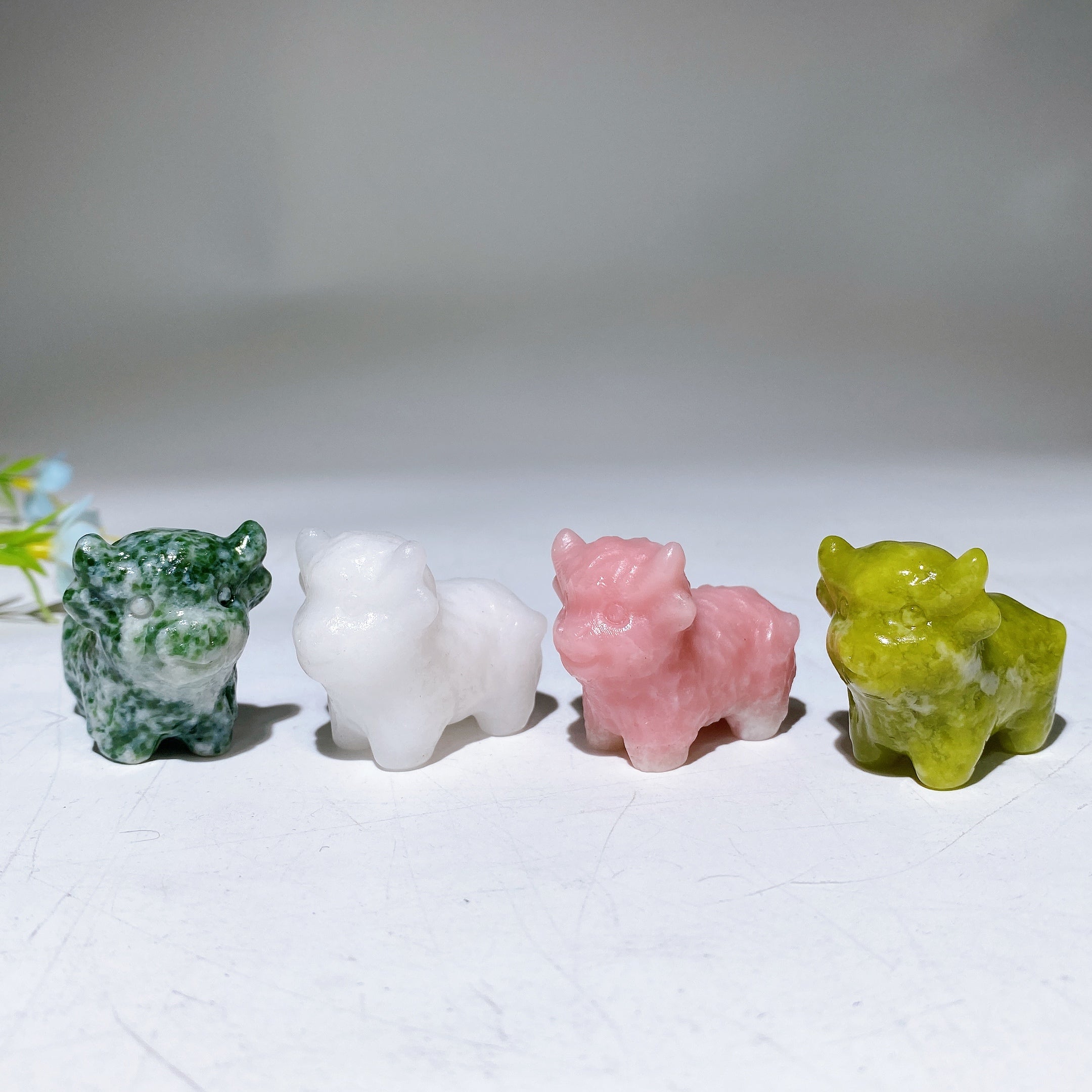 1.5 inch Crystal Bull Healing Carving in Multiple Stones