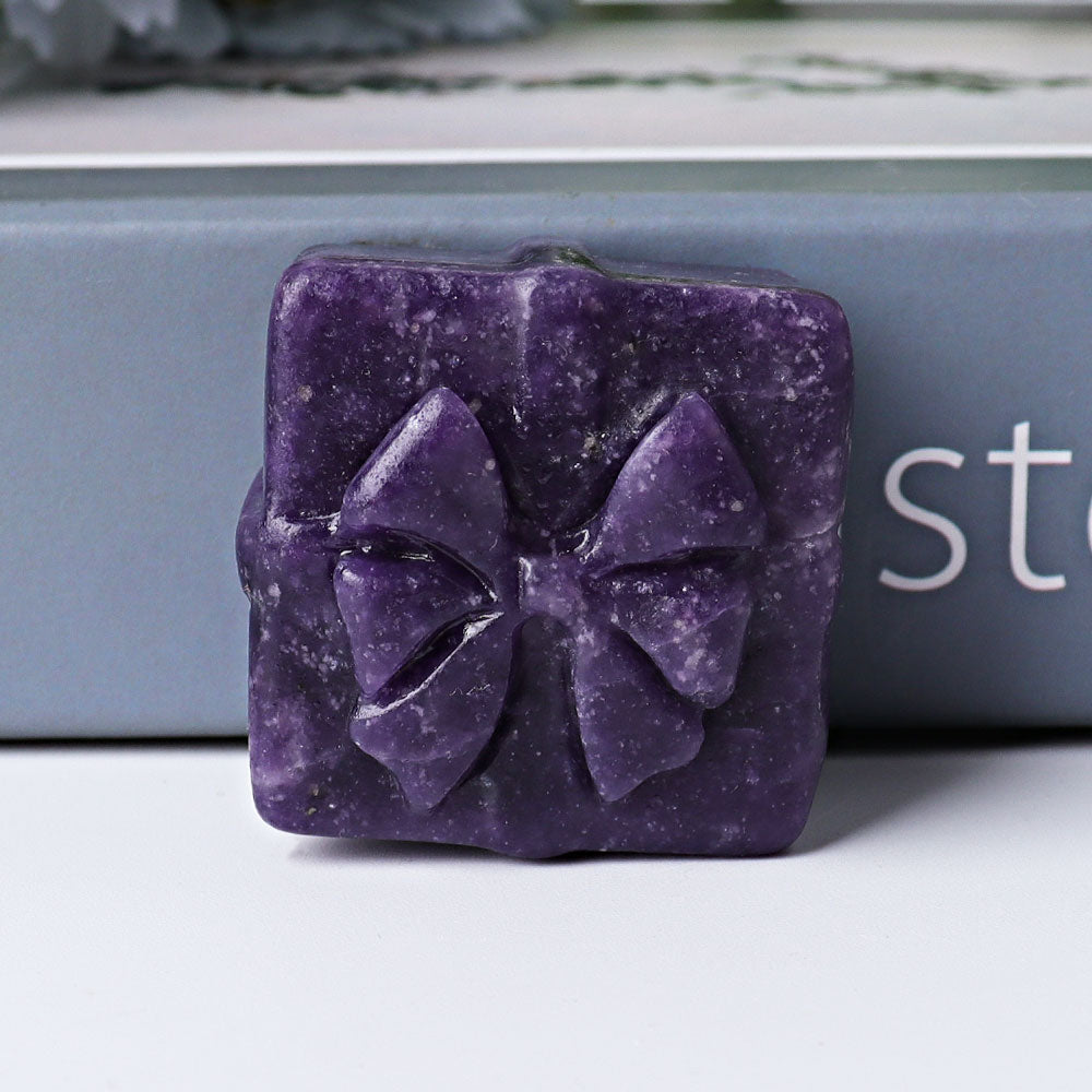 1.5 Inch Crystal Figurines Gift Box with Bow - Purple Mica & Fluorite