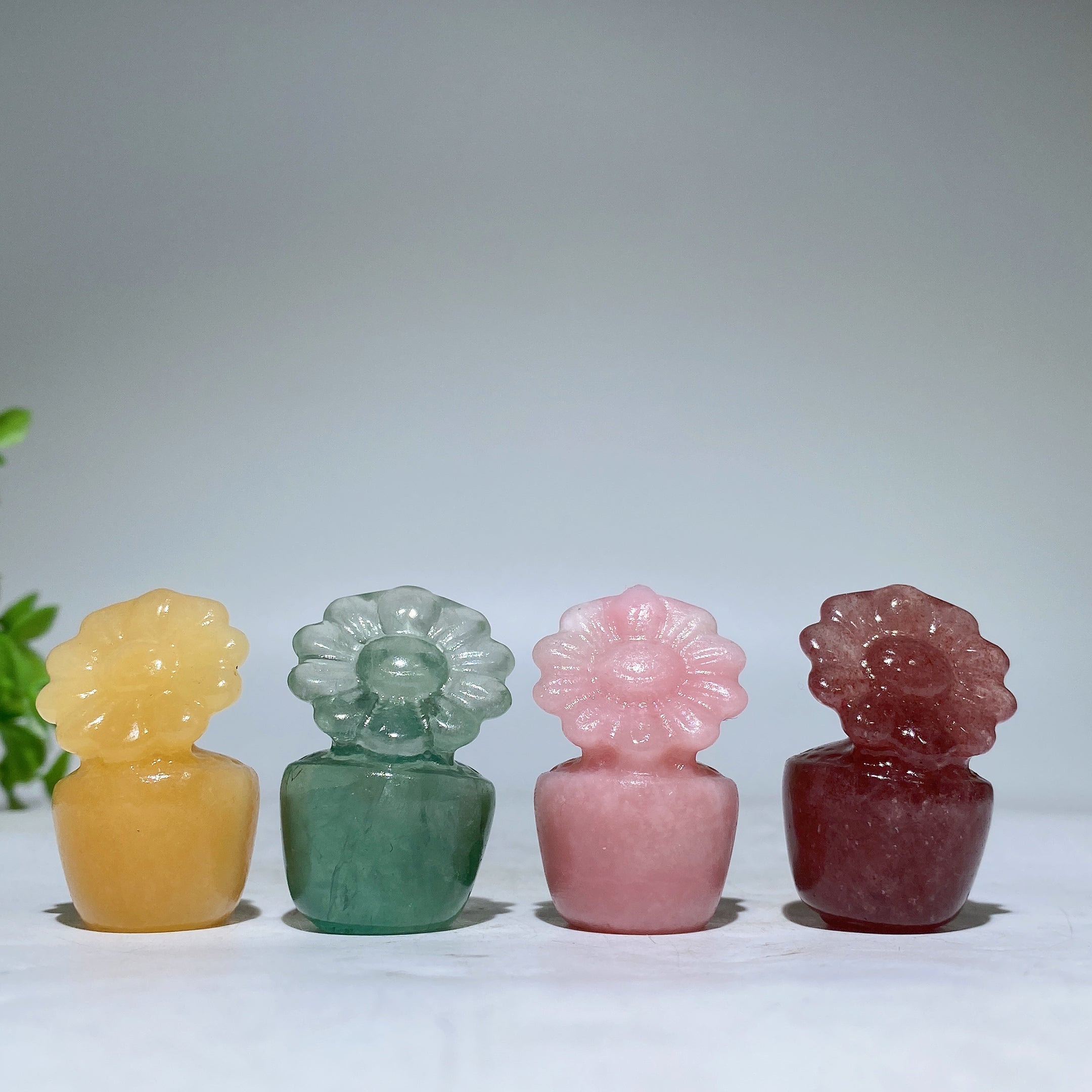 1.5 Inch Crystal Flower Figurine Healing Carving