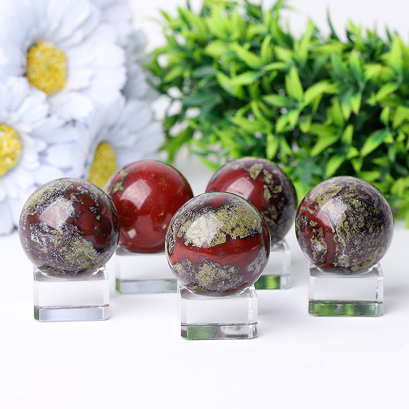 1.5-Inch Dragon Blood Stone Crystal Sphere Healing Orb
